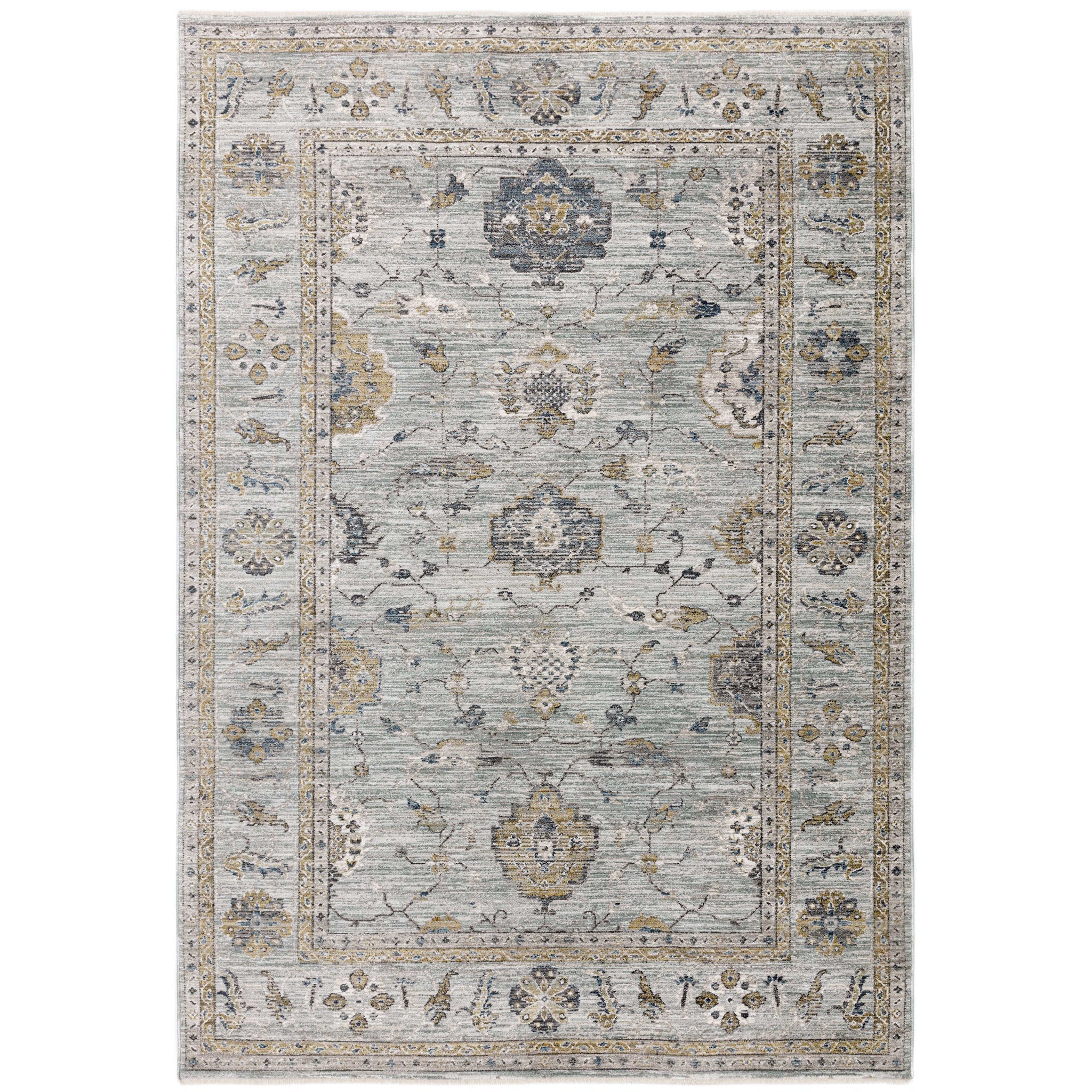 Classic heritage floral design rug inspired by heirloom designs with an added lustre - Blue grey colour. Extra Large. Pile Height: 2.5mm Dimensions:  2000 x 3000 mm  Machine woven in Turkey Delivery: 5-7 days