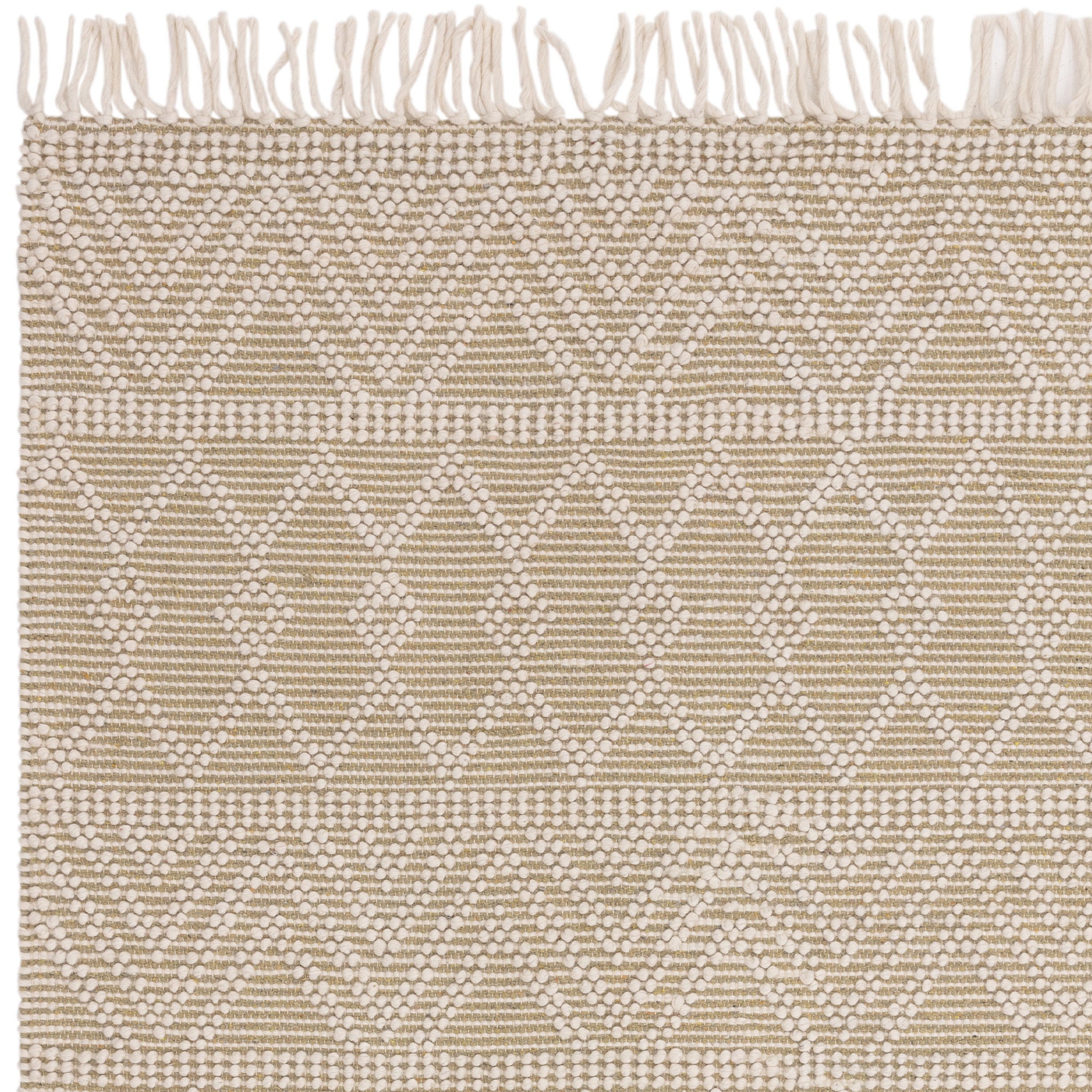 Bobble and Fringe Boho Rug in Natural