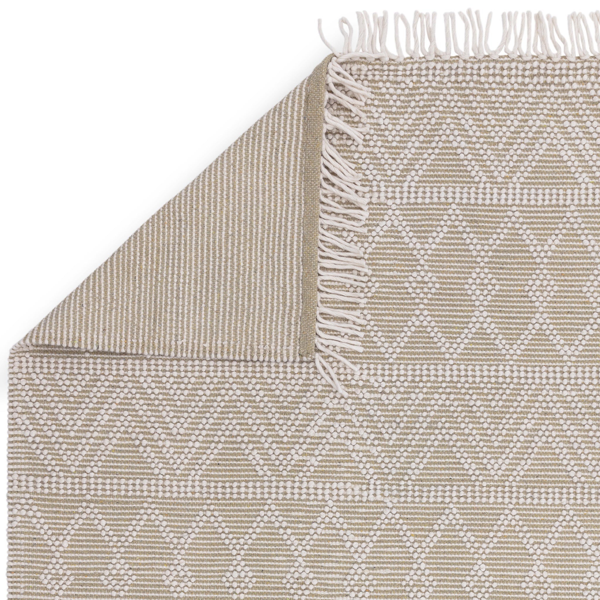 Bobble and Fringe Boho Rug in Natural