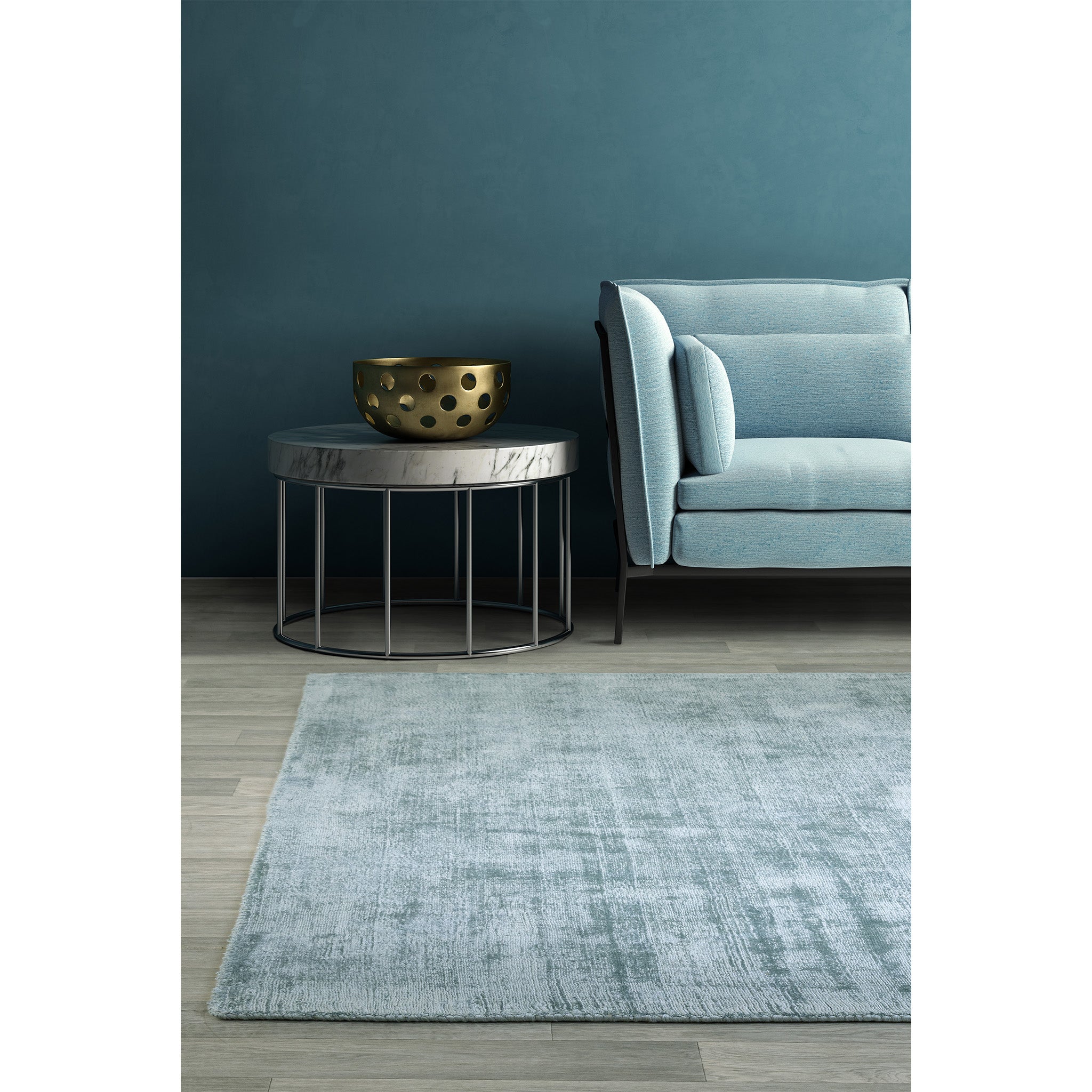 Hand Woven Viscose Rug in Sky Blue