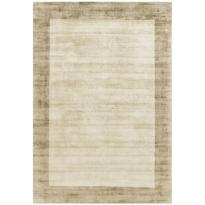 Luxury handwoven viscose rug, in putty with a wide smoke boarder, with a tip sheared finish giving a vintage effect. Size - Square Large   Pile Height: 7mm   Dimensions: 2000 x 2000 mm  100% Viscose   Hand Woven in India  Delivery: 5-7 days