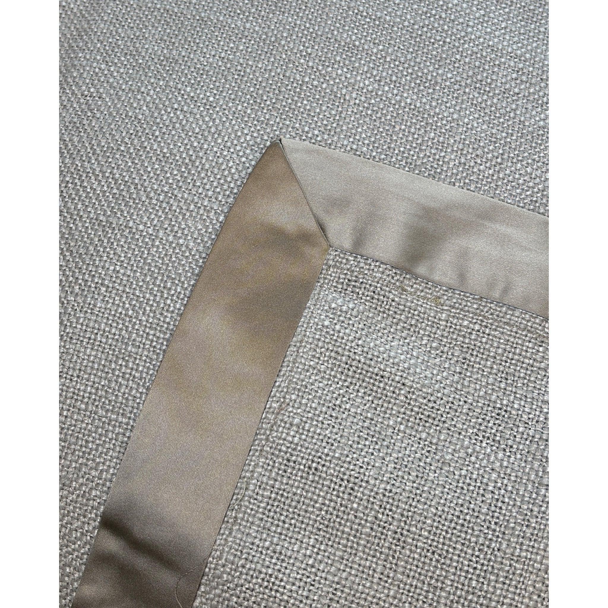 Luxury Linen Blend and Satin Border Bed Throw - Natural