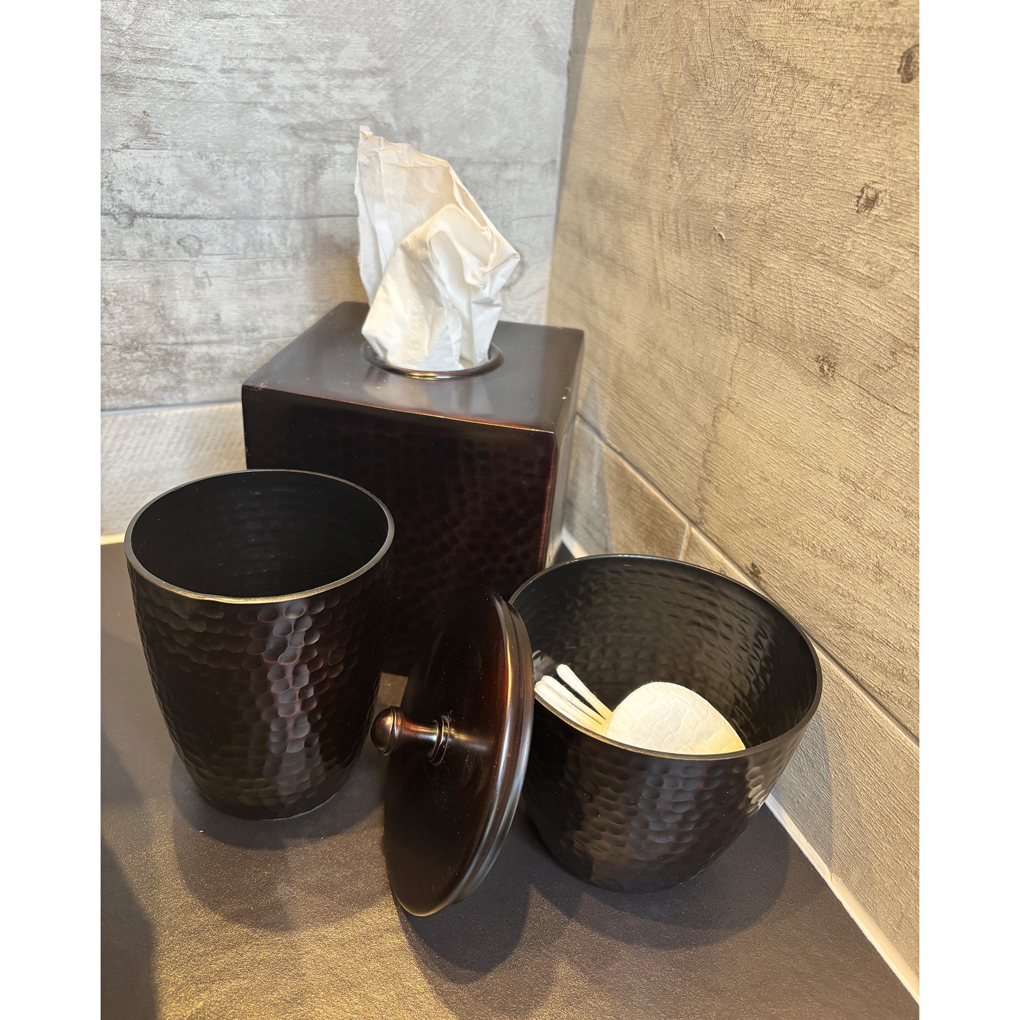 Hammered Pattern Dark Bronze Tissue Box