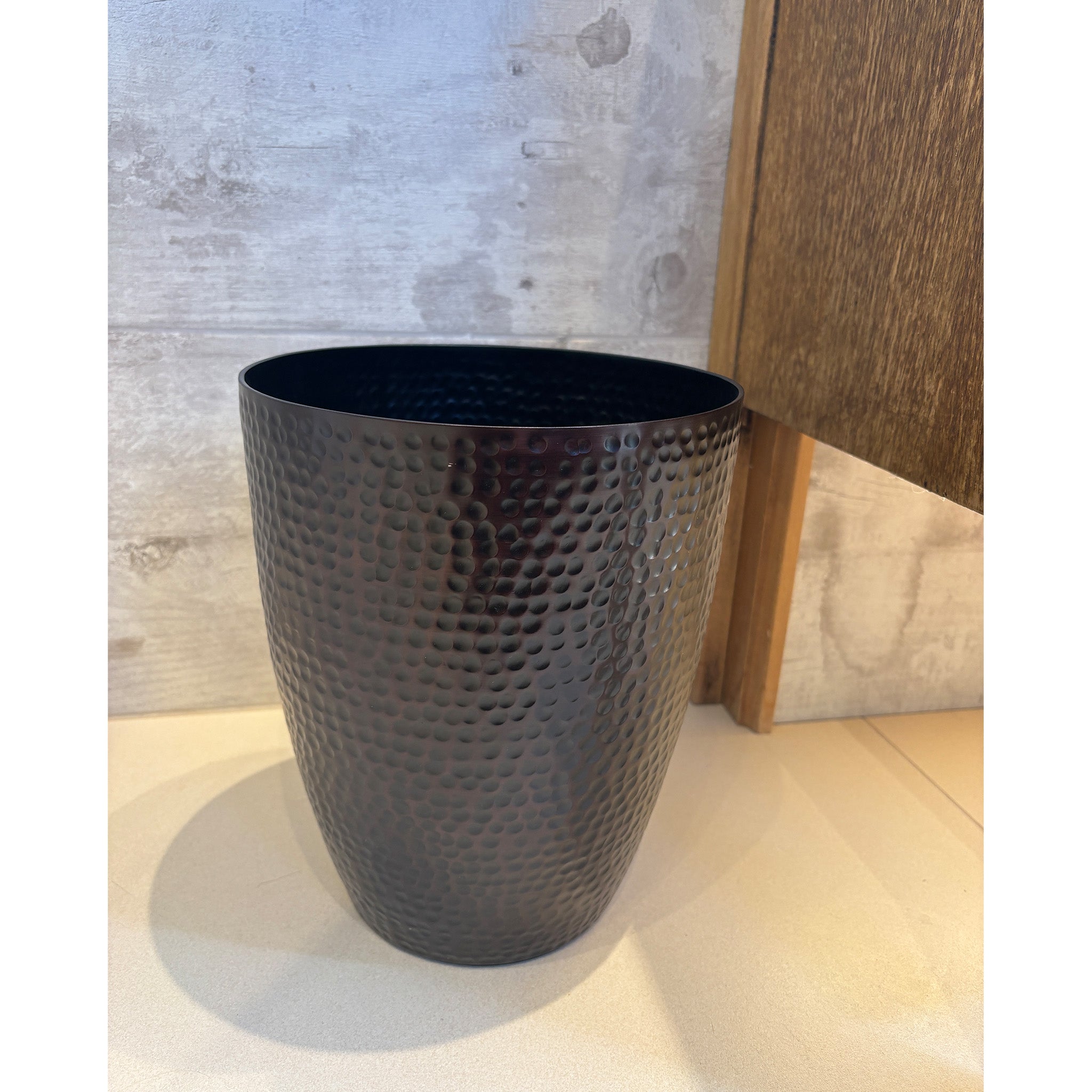 Hammered Pattern Dark Bronze Waste Bin