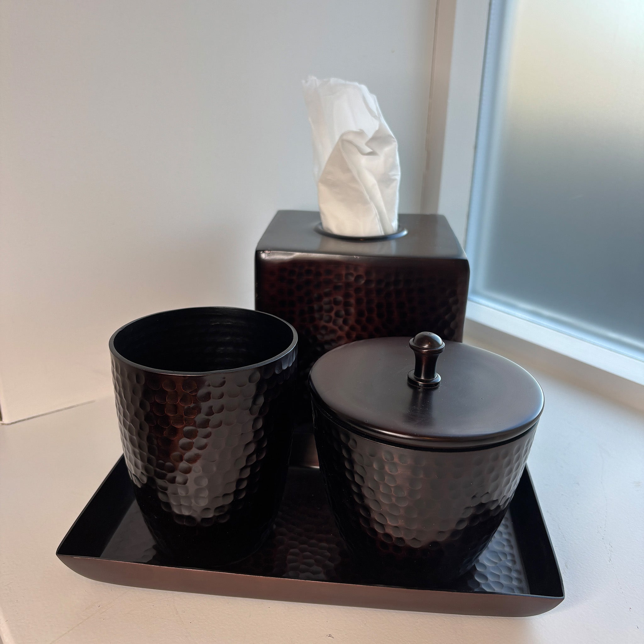 Hammered Pattern Dark Bronze Tissue Box