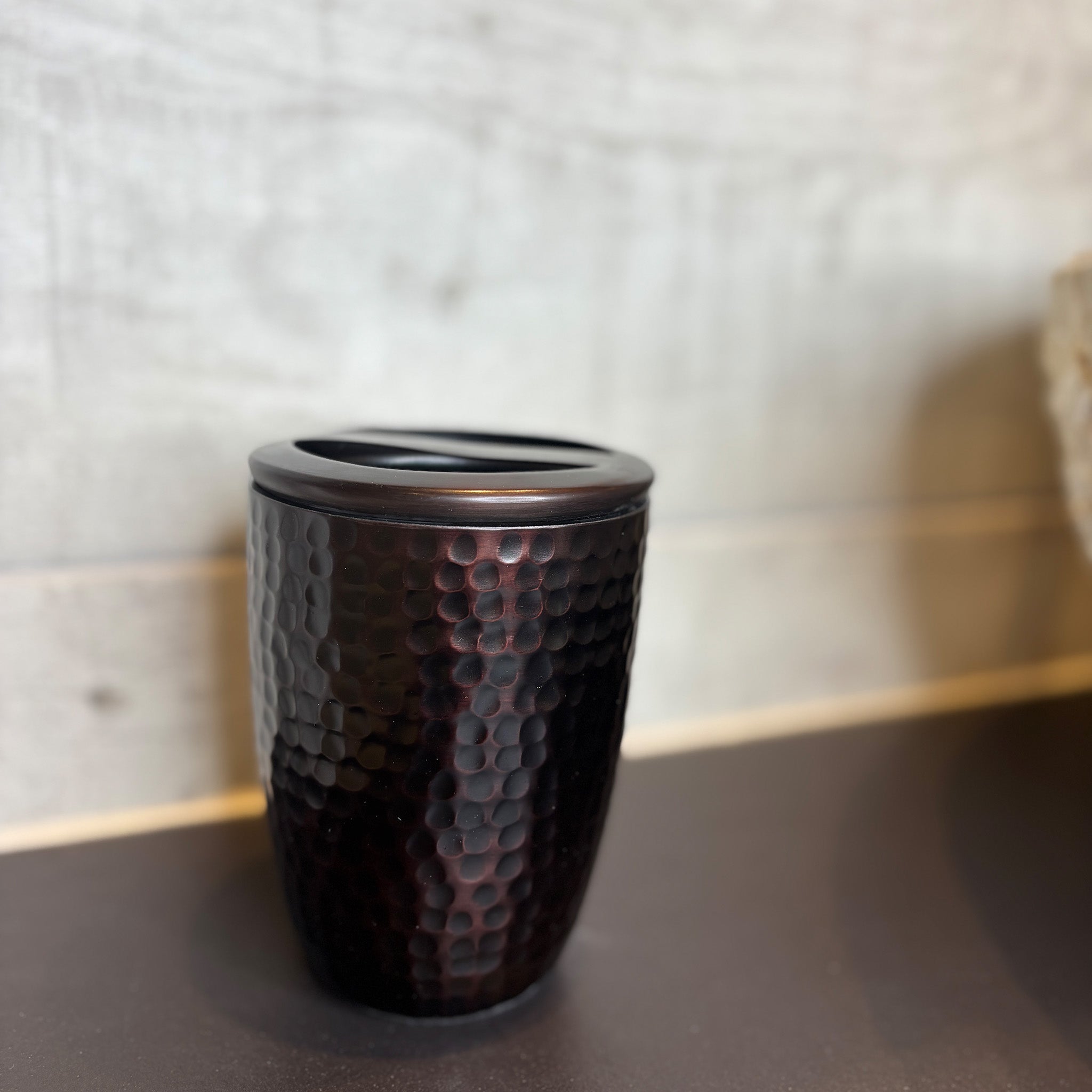 Hammered Pattern Dark Bronze Toothbrush Holder