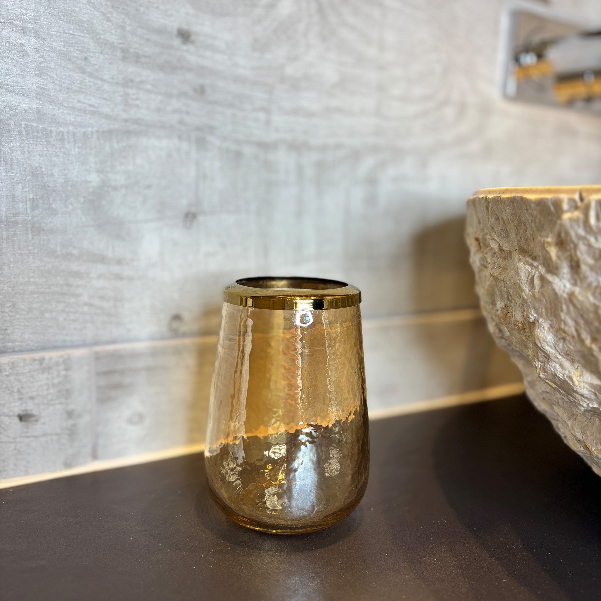 Glass and Gold Bathroom Tumbler