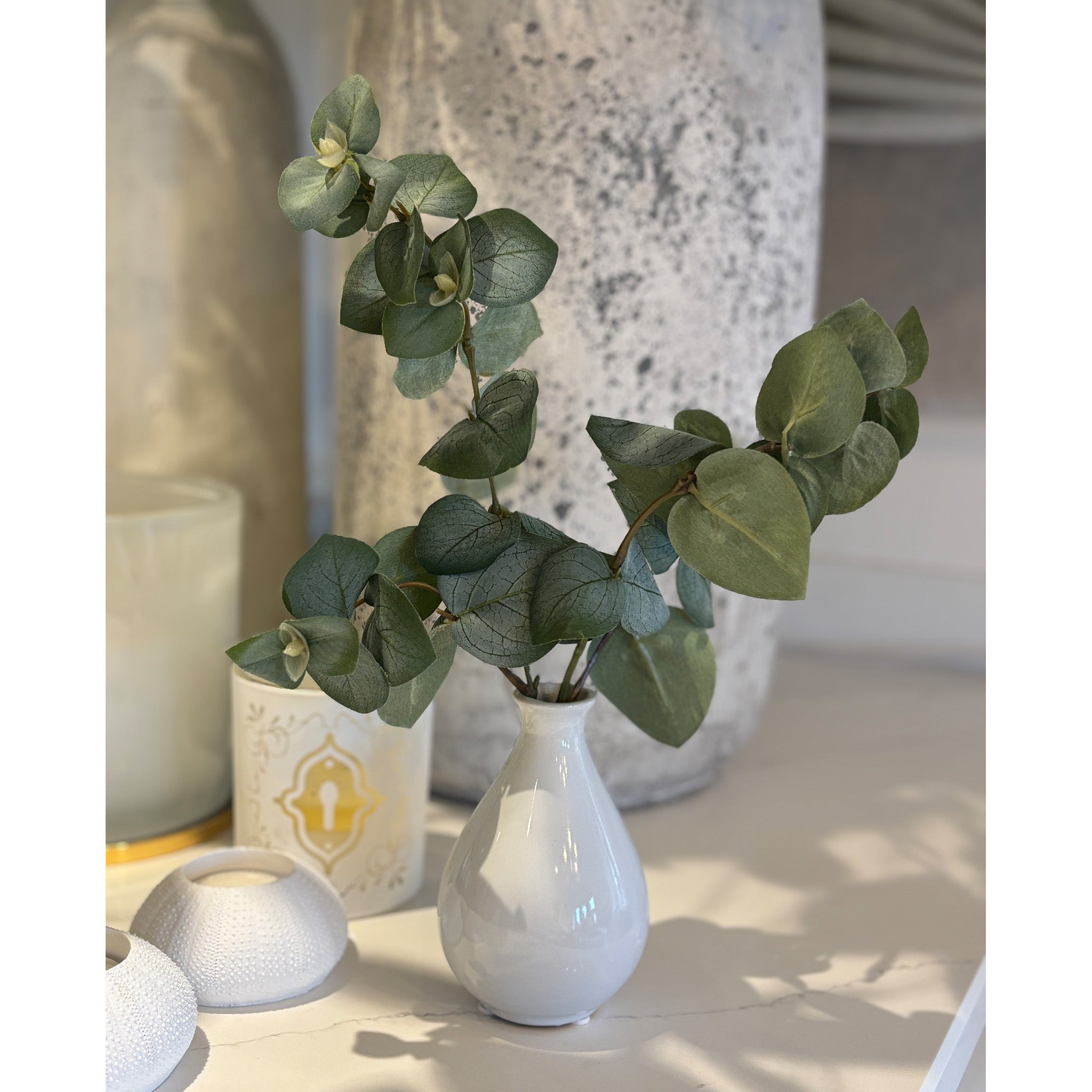 Eucalyptus Bunch in Small White Vase