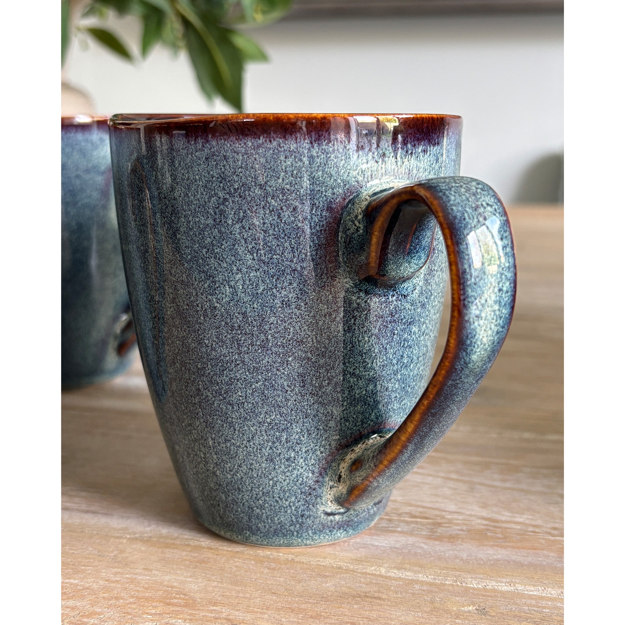 Stoneware Blue Mugs - Set of 4