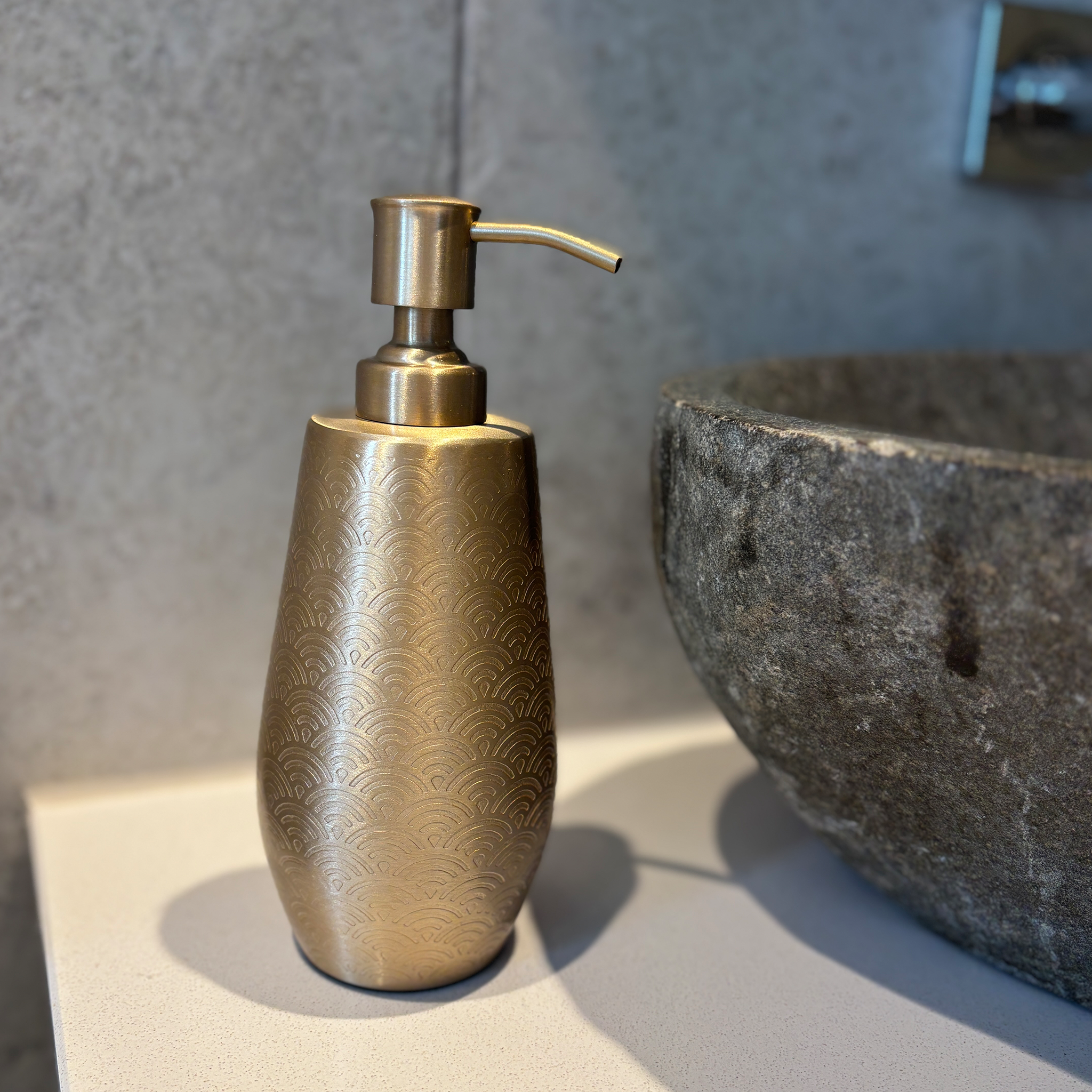 Champagne Gold Scallop Etched Soap Dispenser