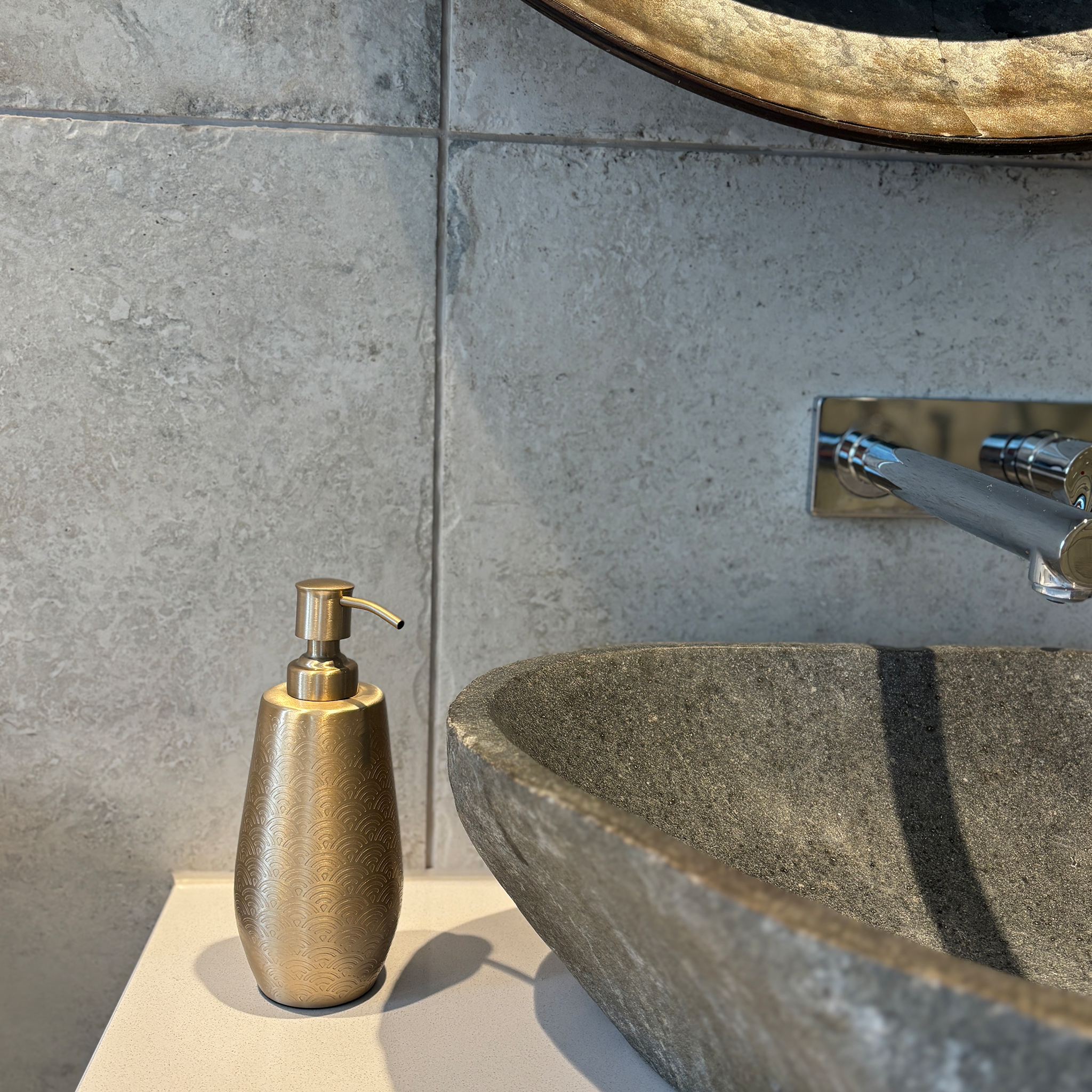 Champagne Gold Scallop Etched Soap Dispenser