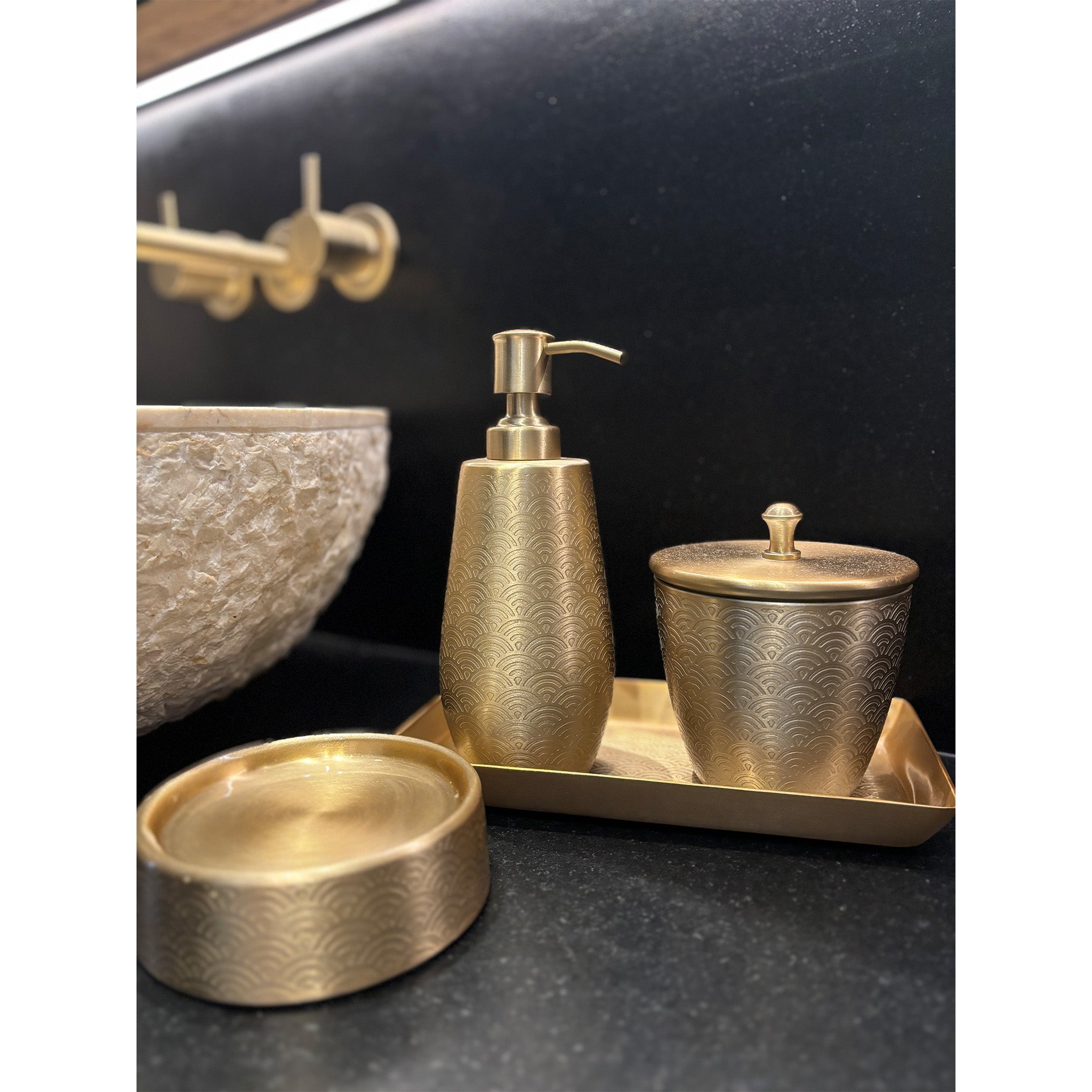 Champagne Gold Scallop Etched Soap Dispenser