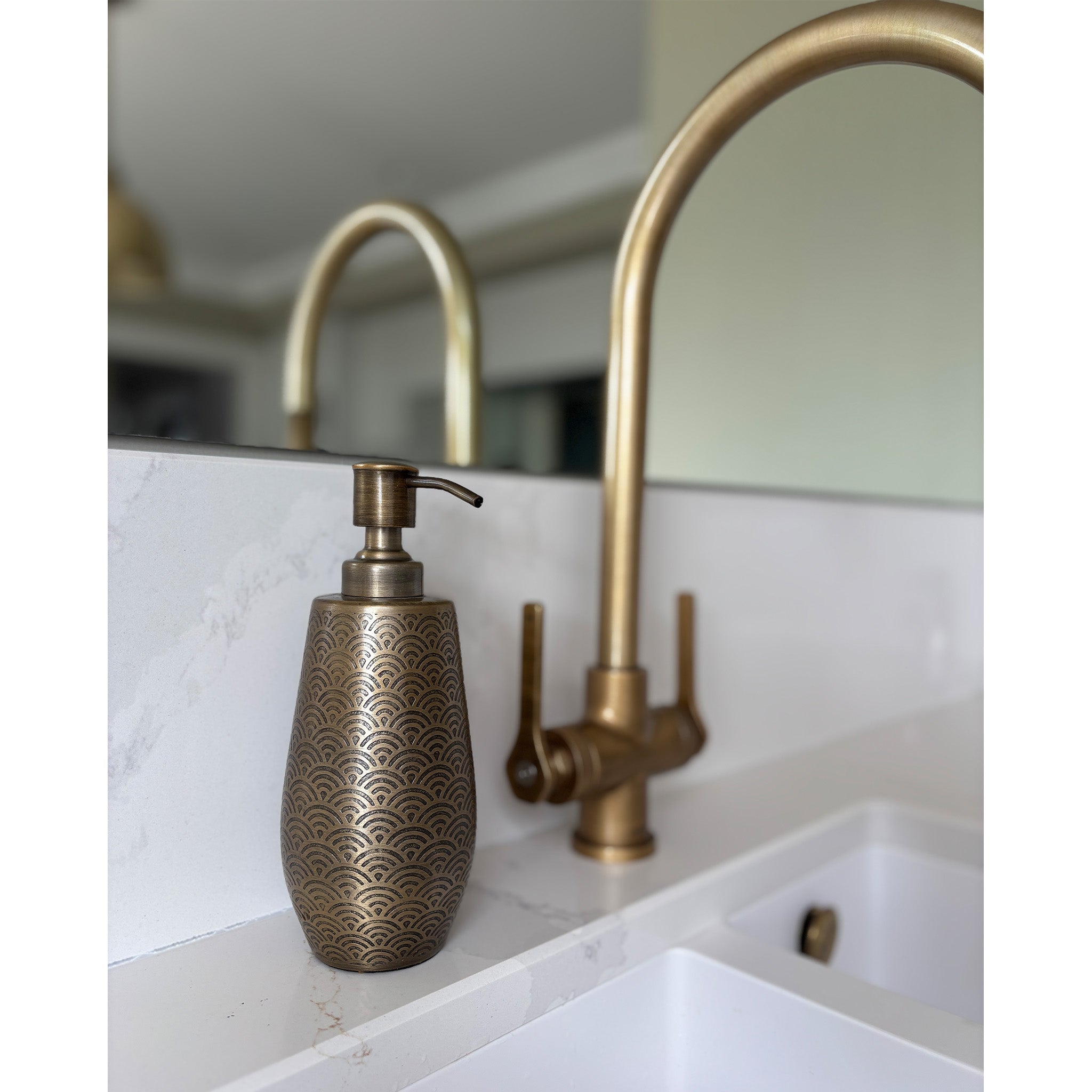 Dark Gold Scallop Etched Soap Dispenser