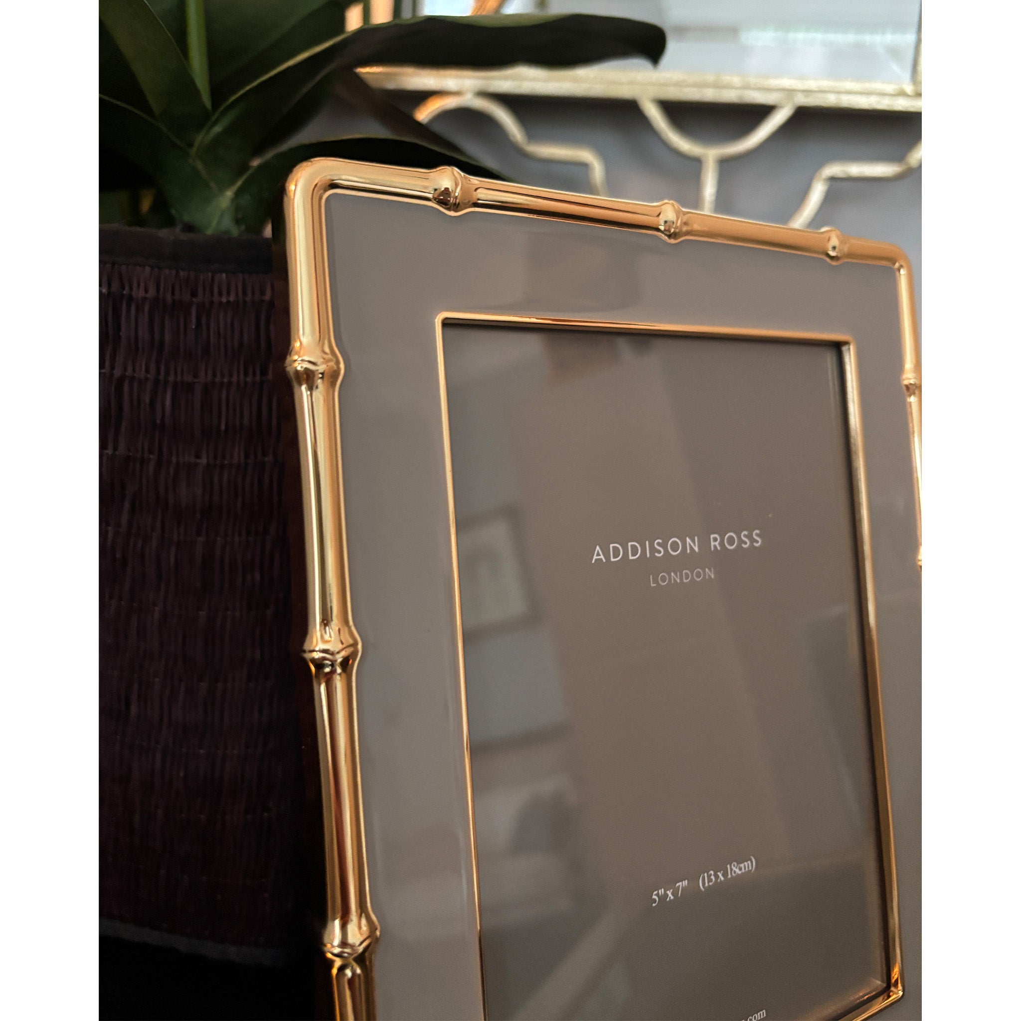 Enamel Gold and Grey Bamboo Photo Frame