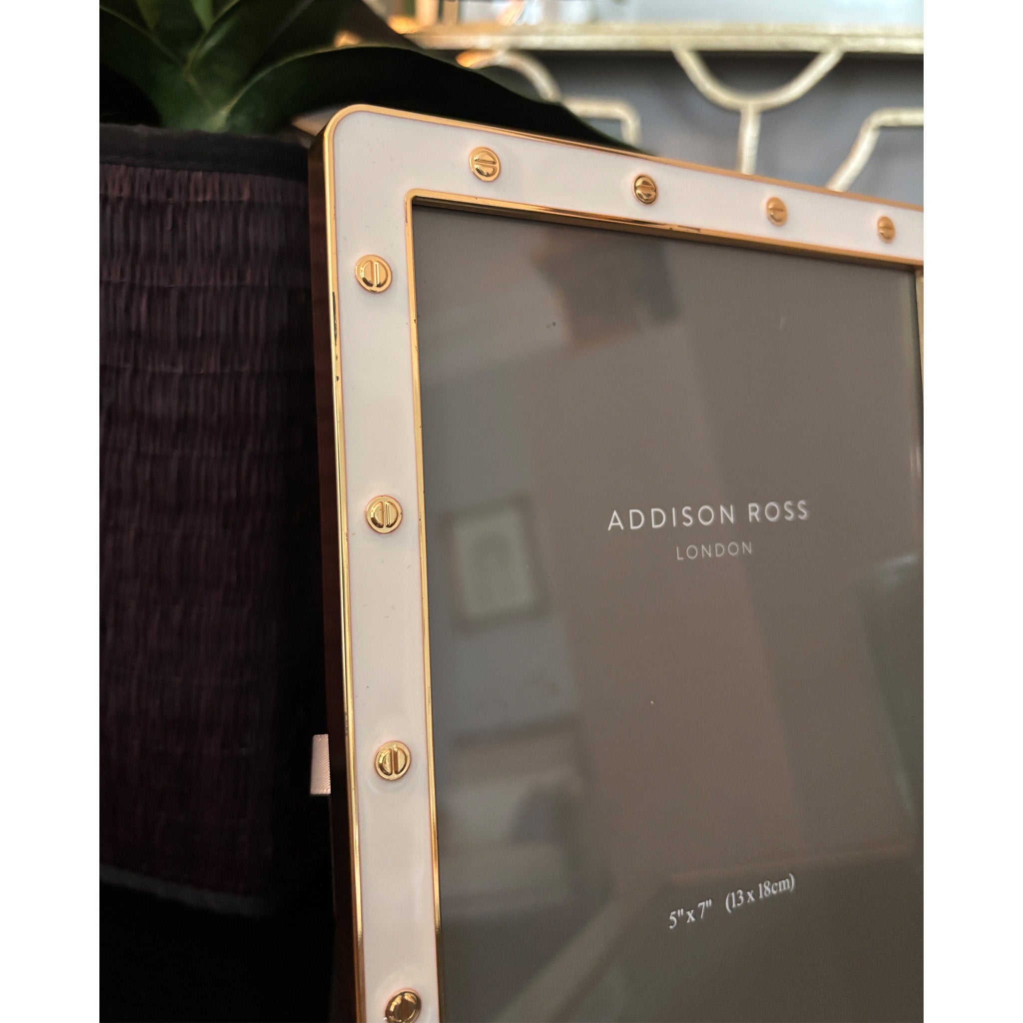 White and Gold Studded Photo Frame