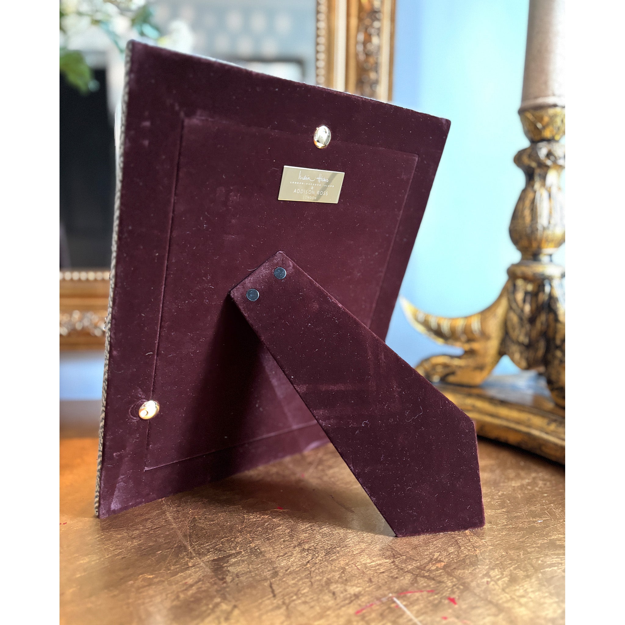 India Hicks Grey Geometric Fabric Photo Frame