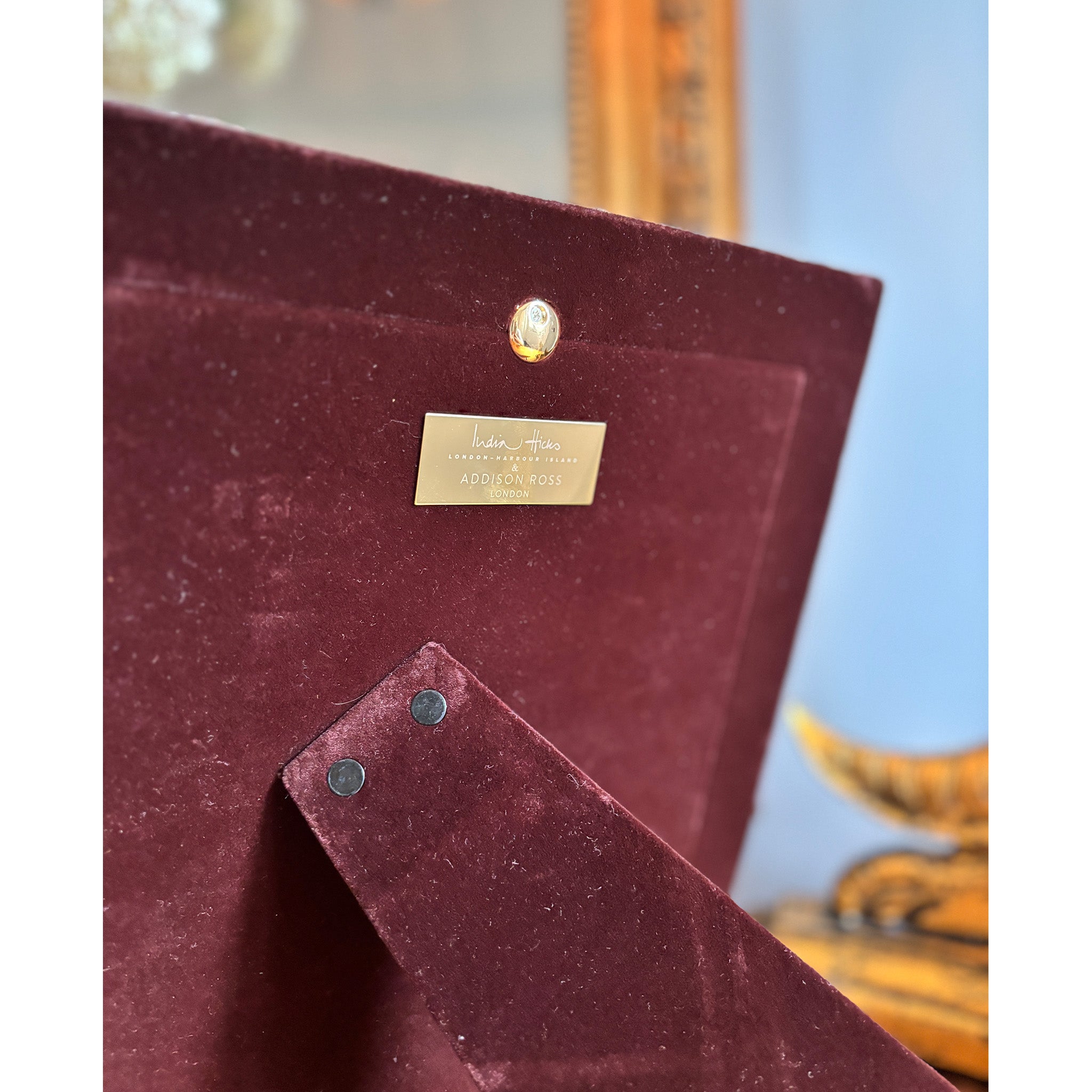 India Hicks Grey Geometric Fabric Photo Frame