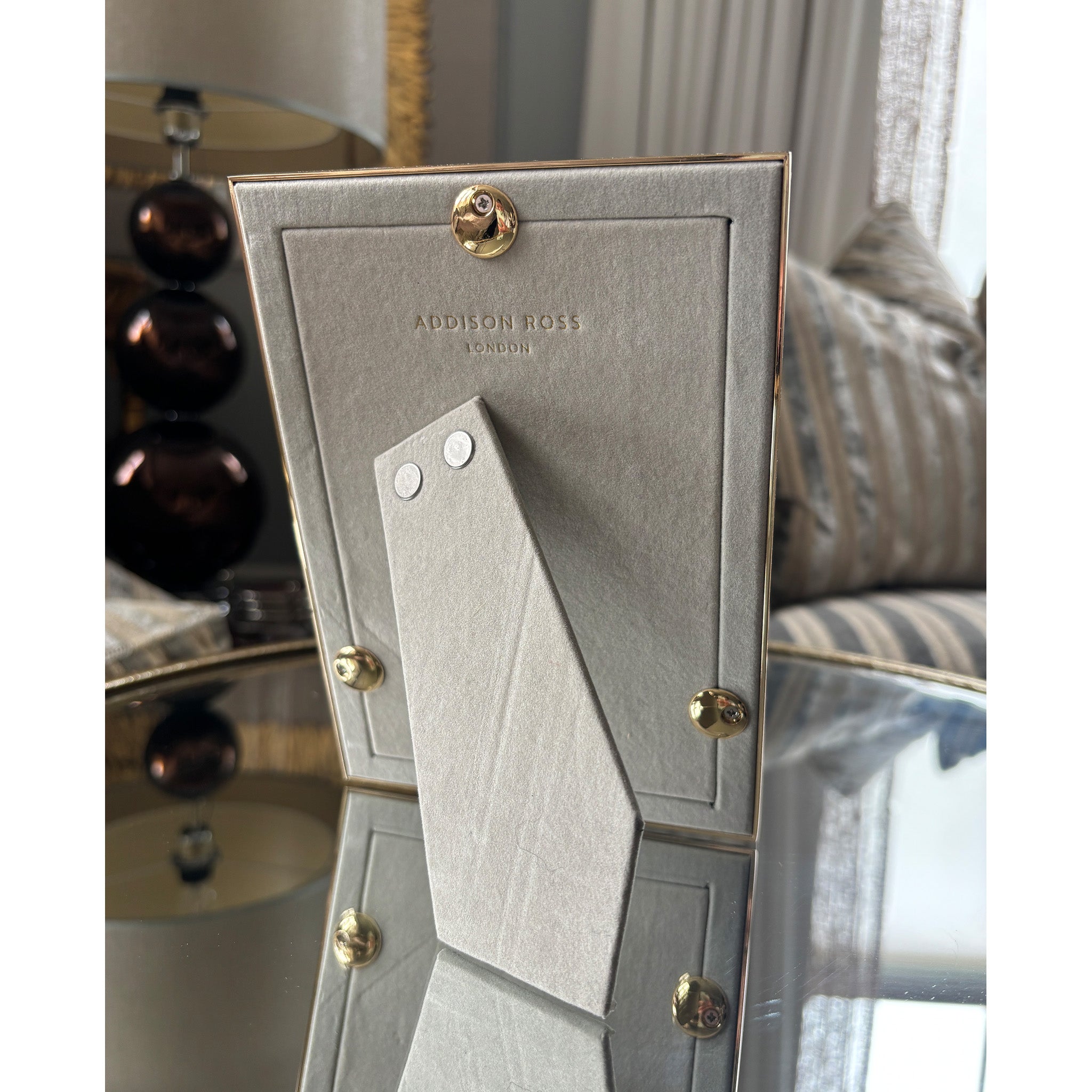 Enamel and Gold Plated Photo Frame in Light Grey