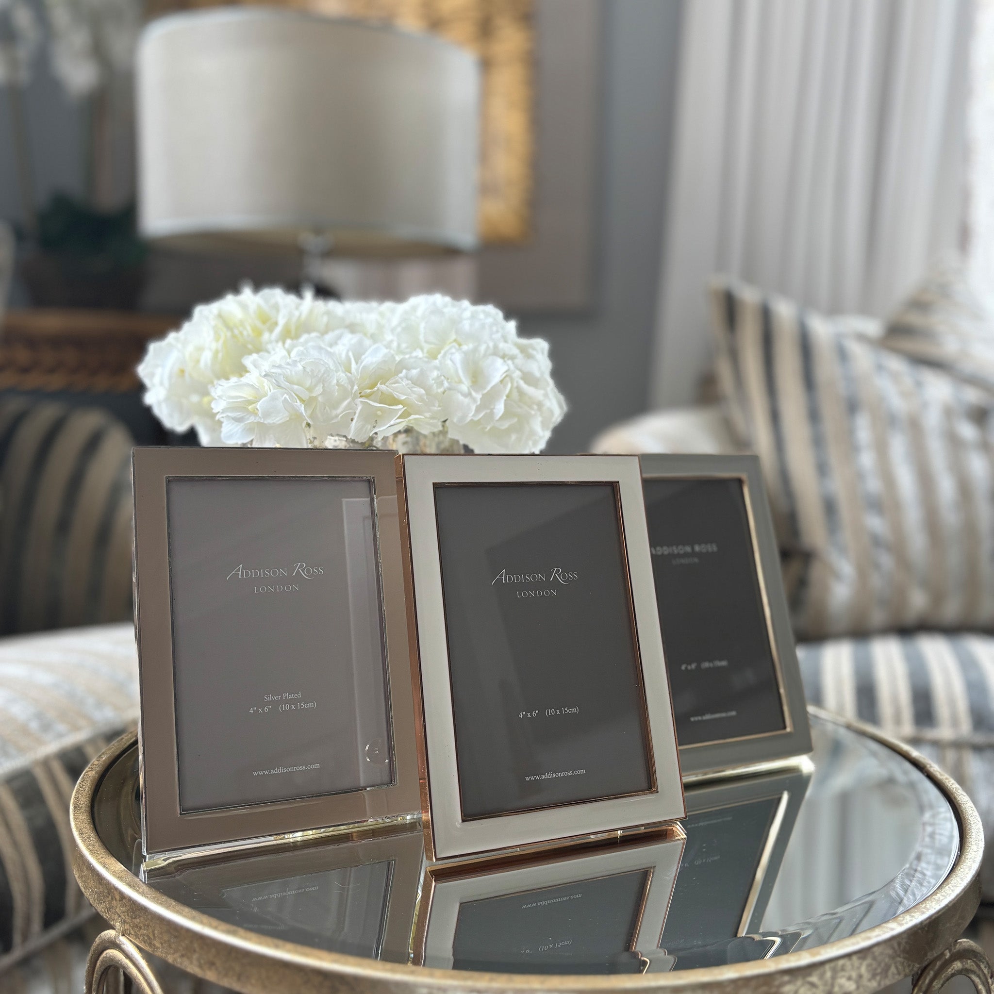 Enamel and Silver Plated Photo Frame in Cappucino