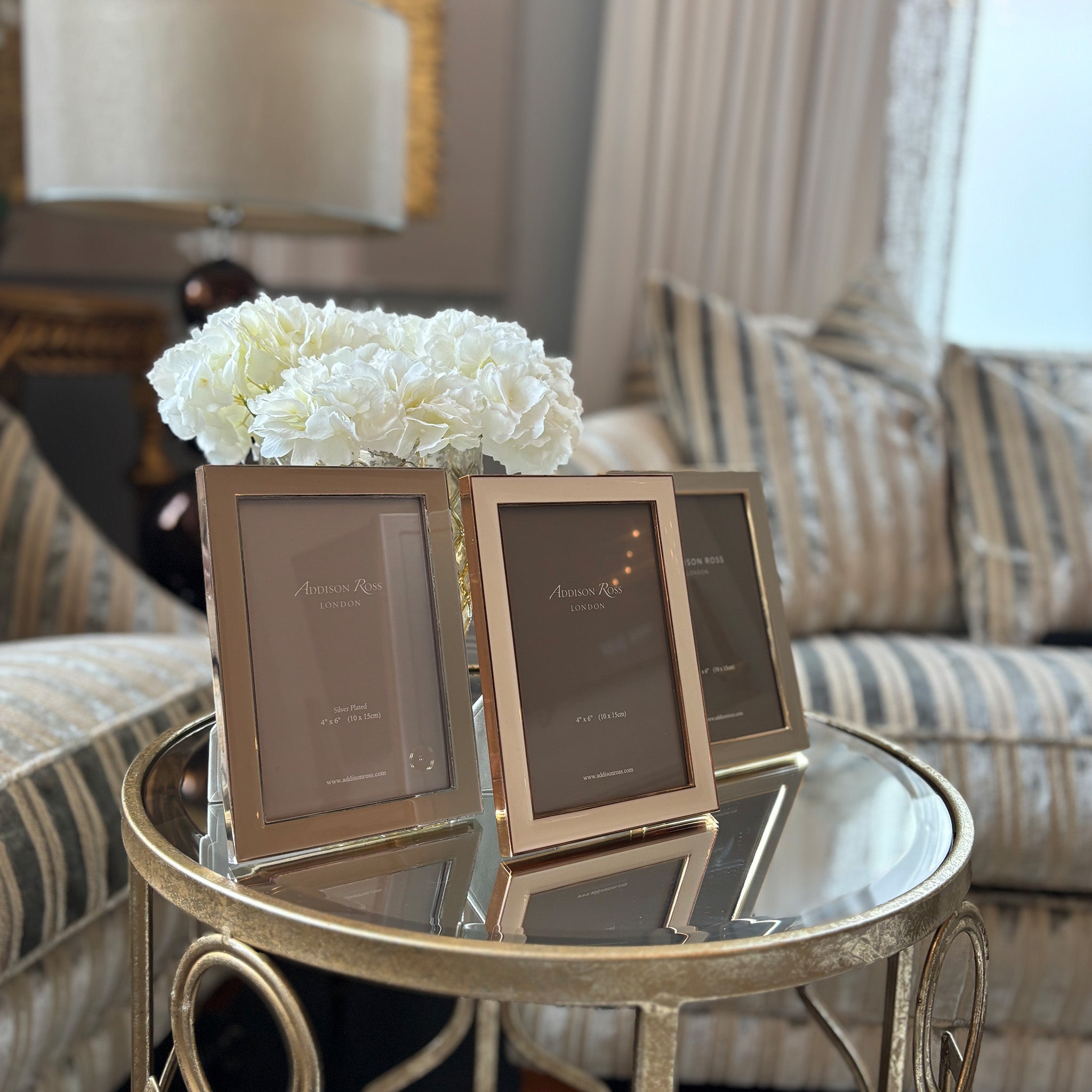 Enamel and Gold Plated Photo Frame in Light Grey