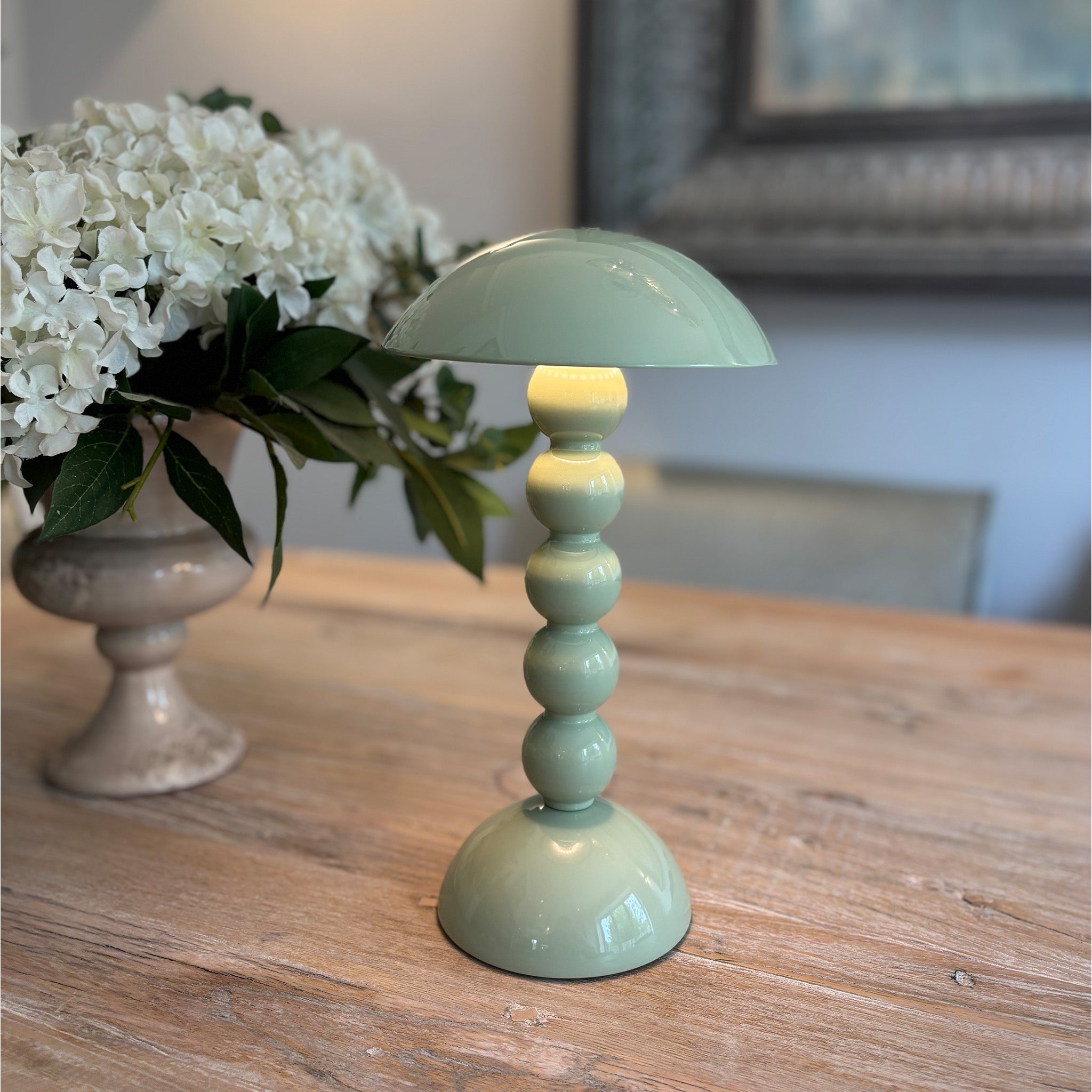 Rechargable Bobbin Lamp in Sage Green