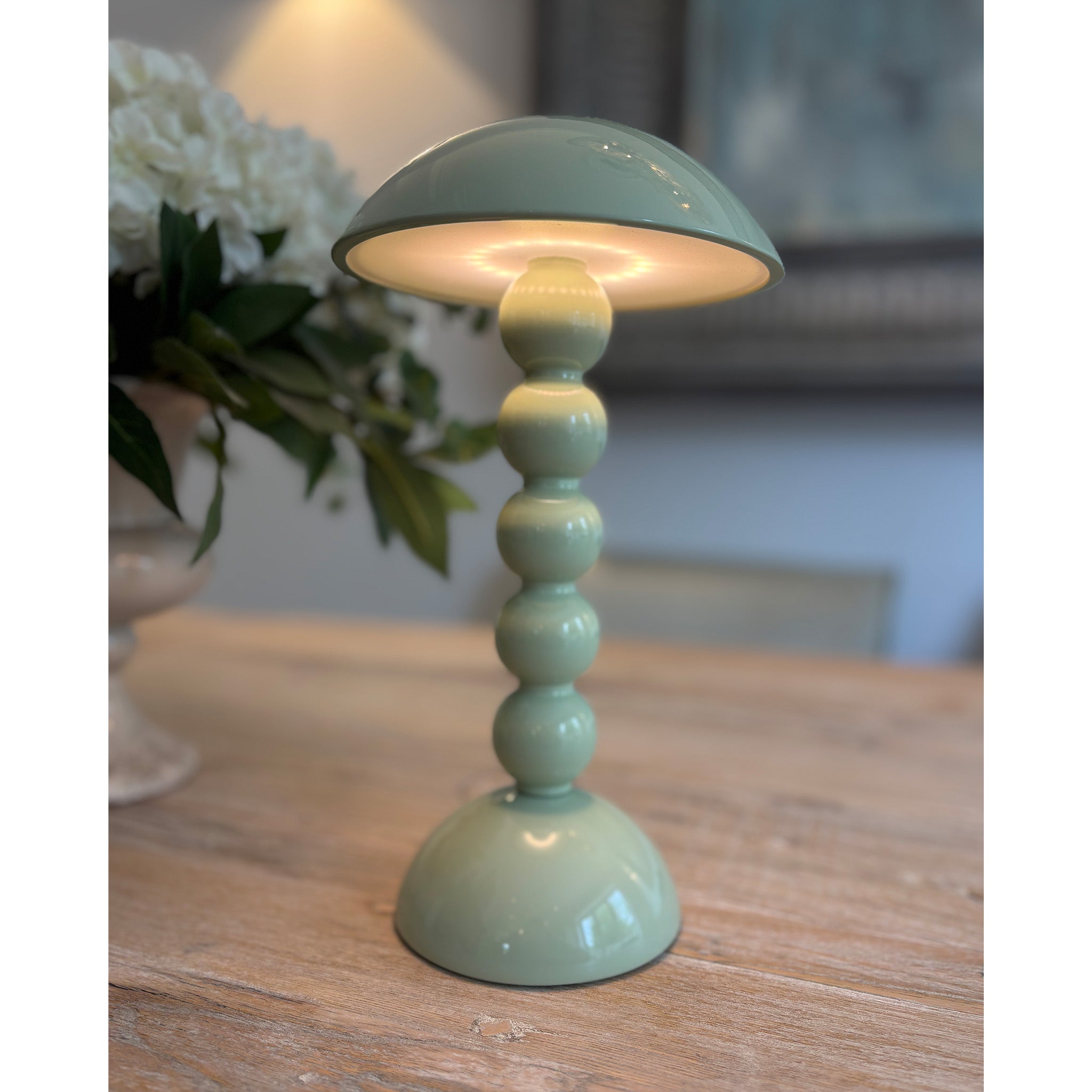 Rechargable Bobbin Lamp in Sage Green
