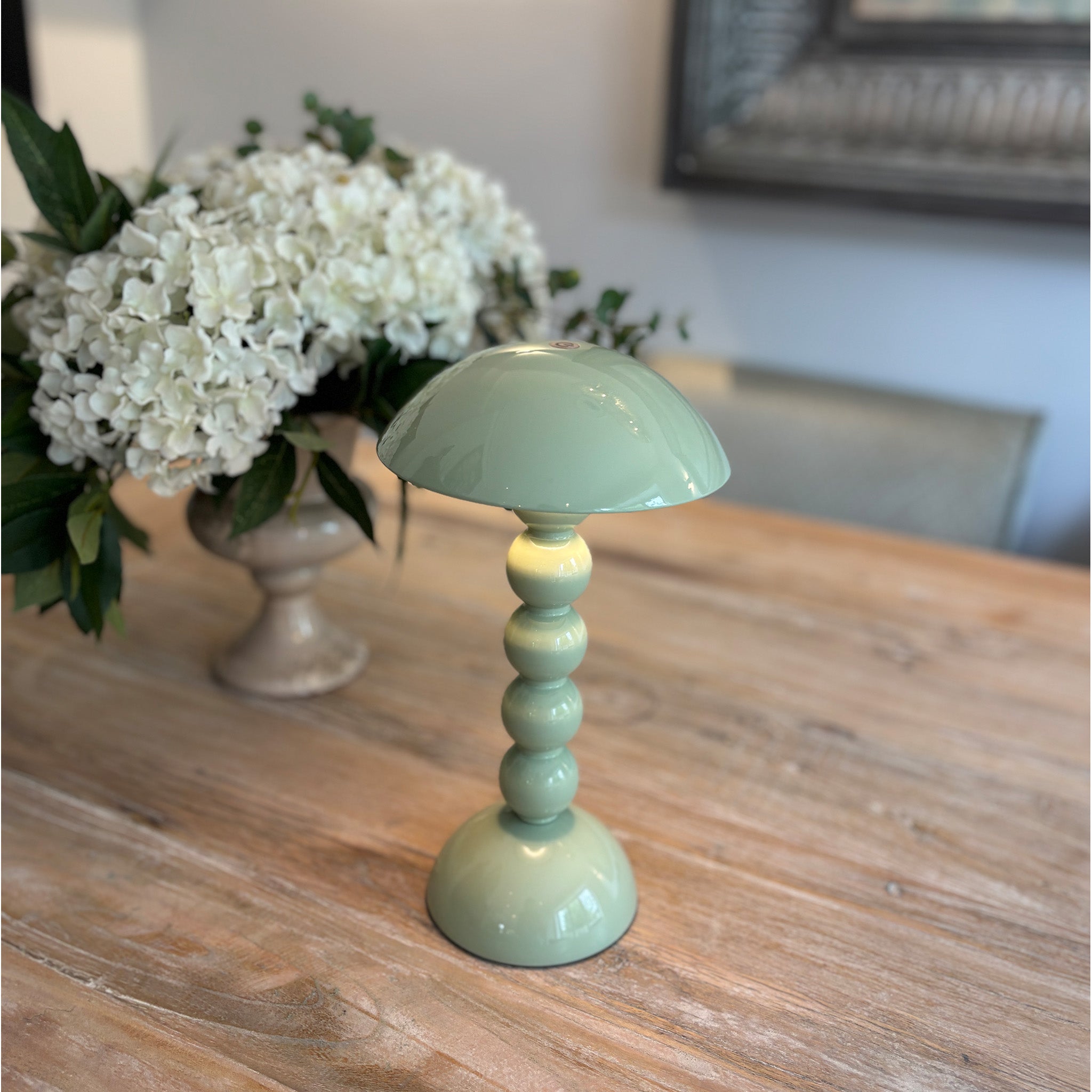 Rechargable Bobbin Lamp in Sage Green