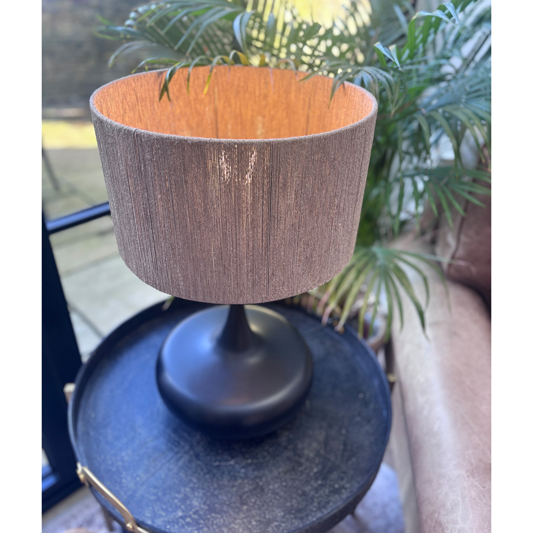 Bulbous Shape Lamp with Jute Shade