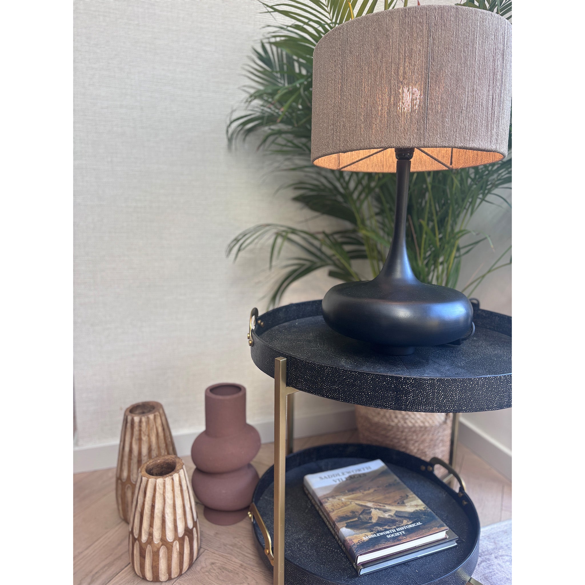 Linear Engraved Wooden Vase - Large