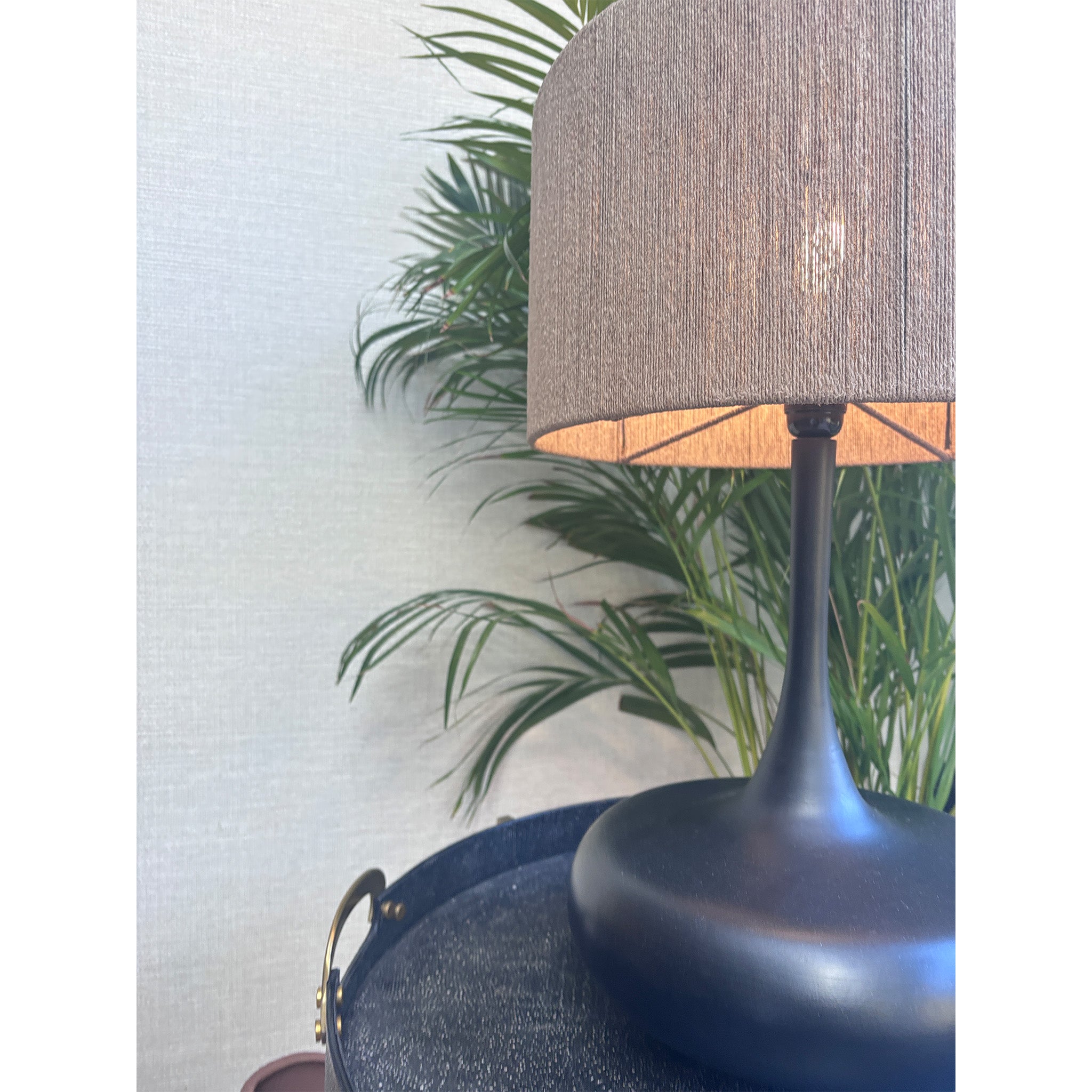 Bulbous Shape Lamp with Jute Shade