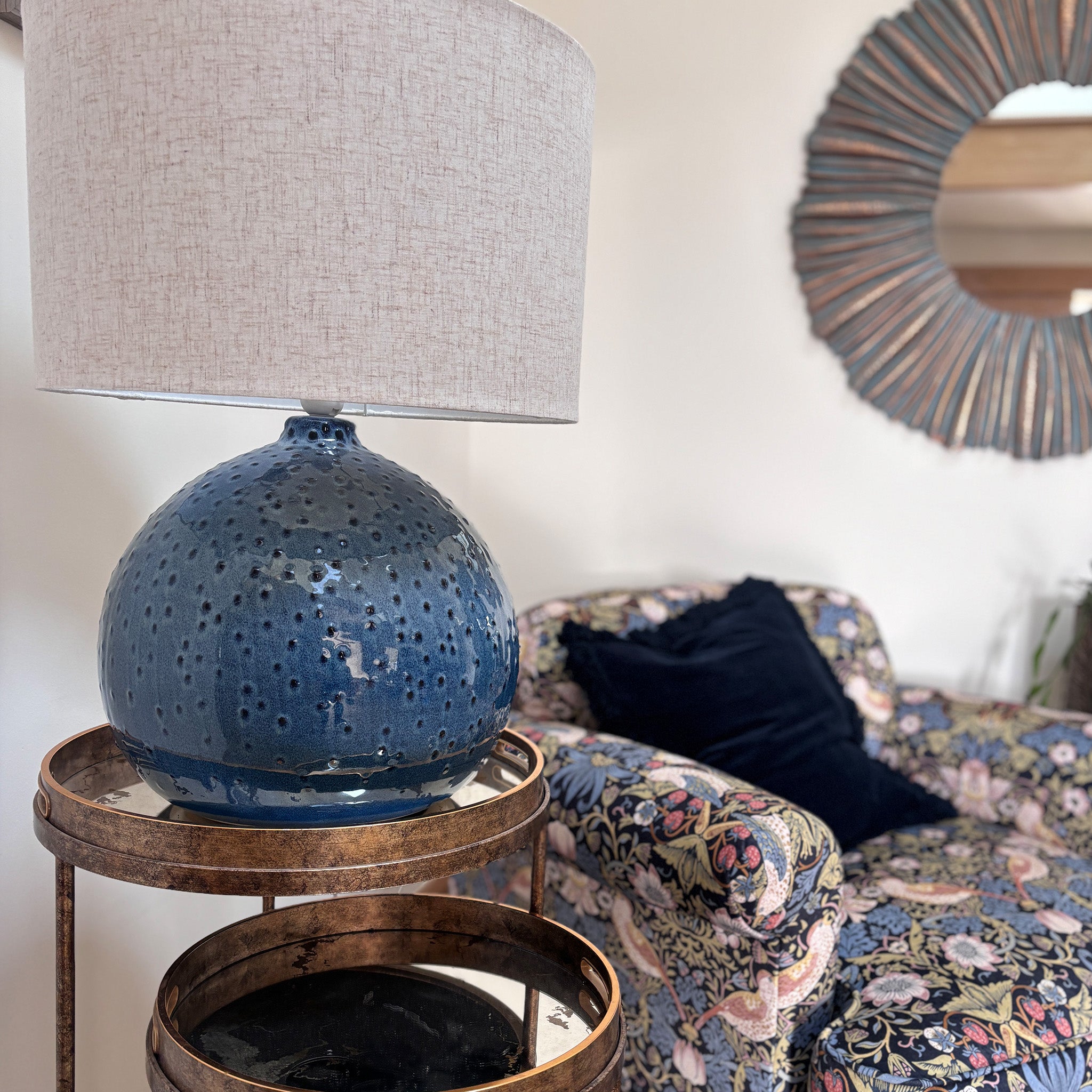 Blue Textured Ceramic Table Lamp
