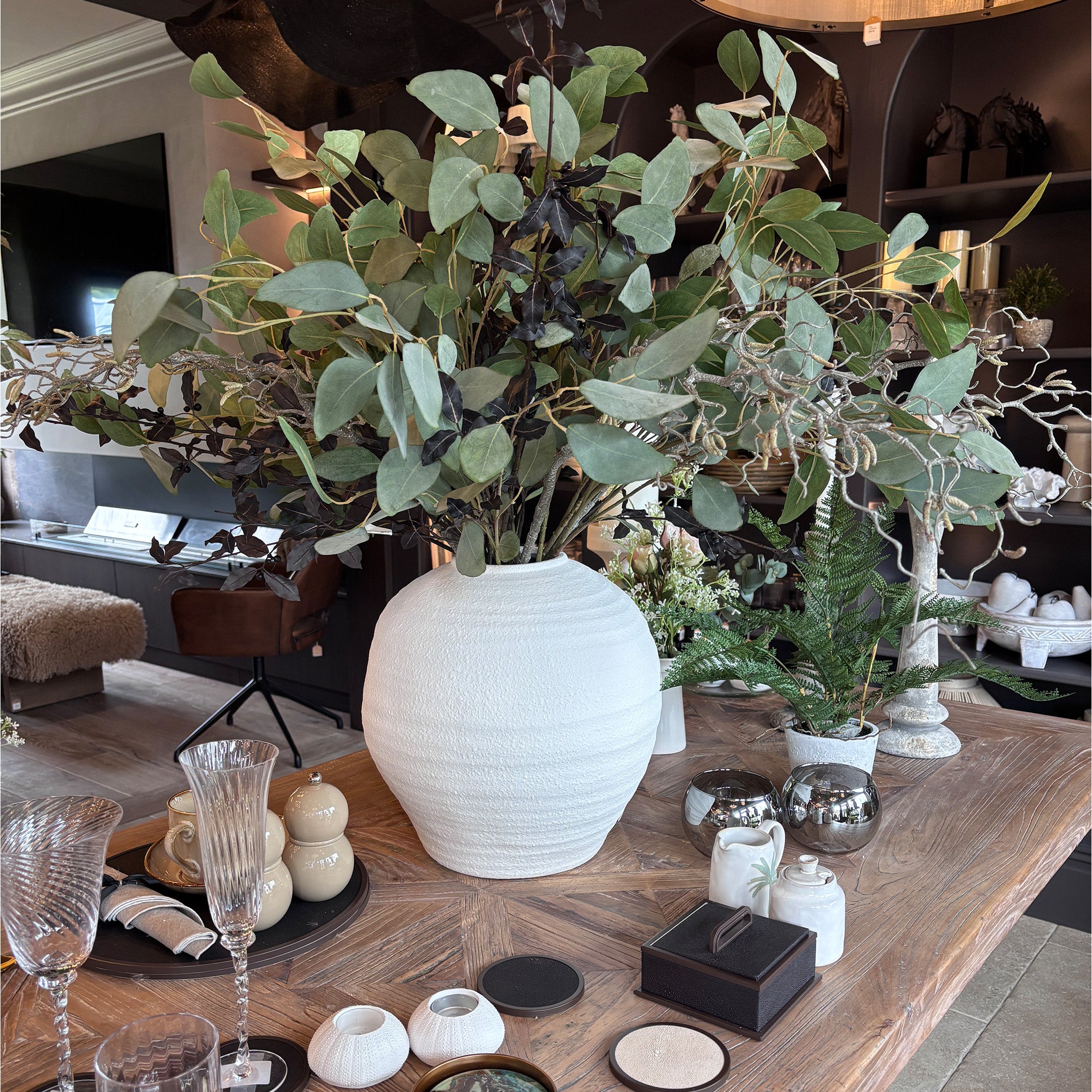 Large White Textured Vase