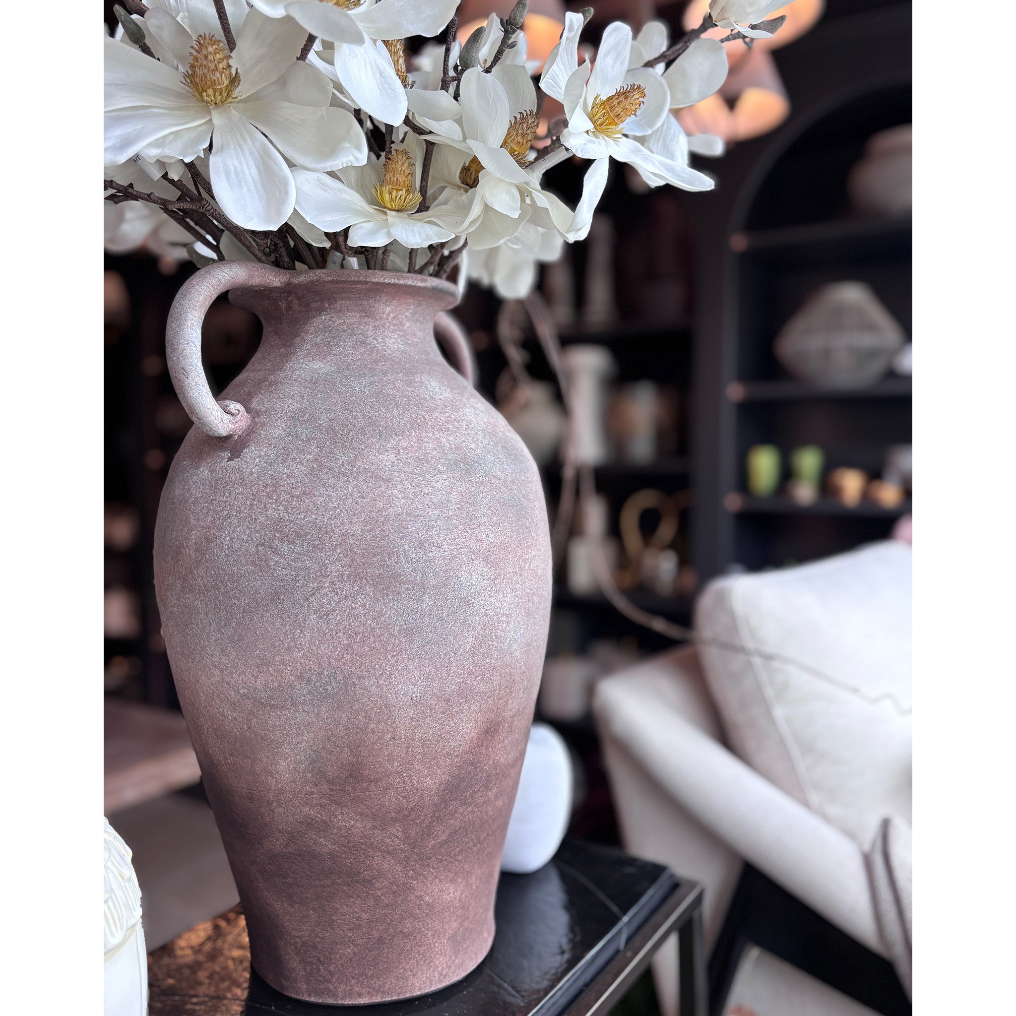 Mottled Terracotta Dual Handle Vase