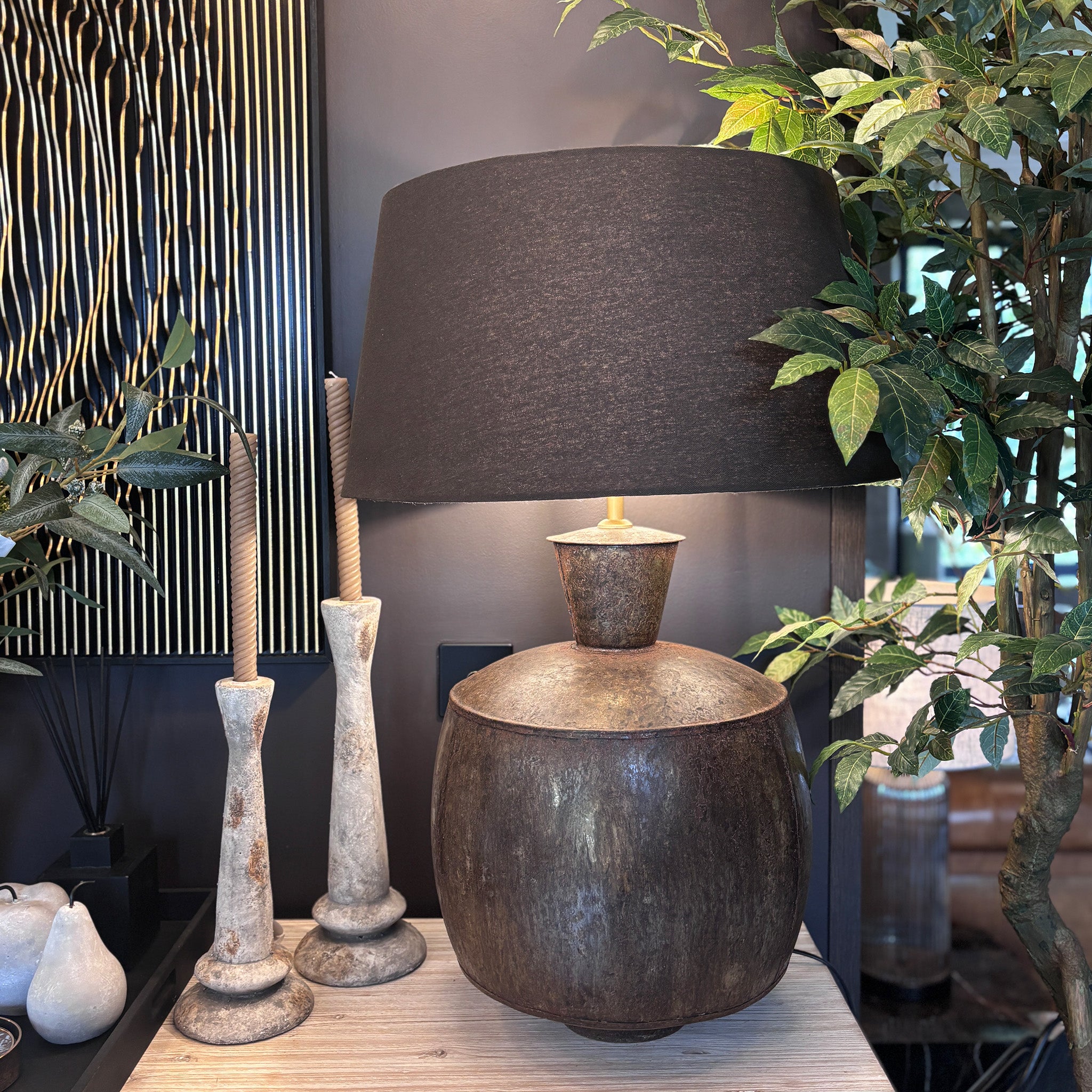 Bulbous Metal Table Lamp