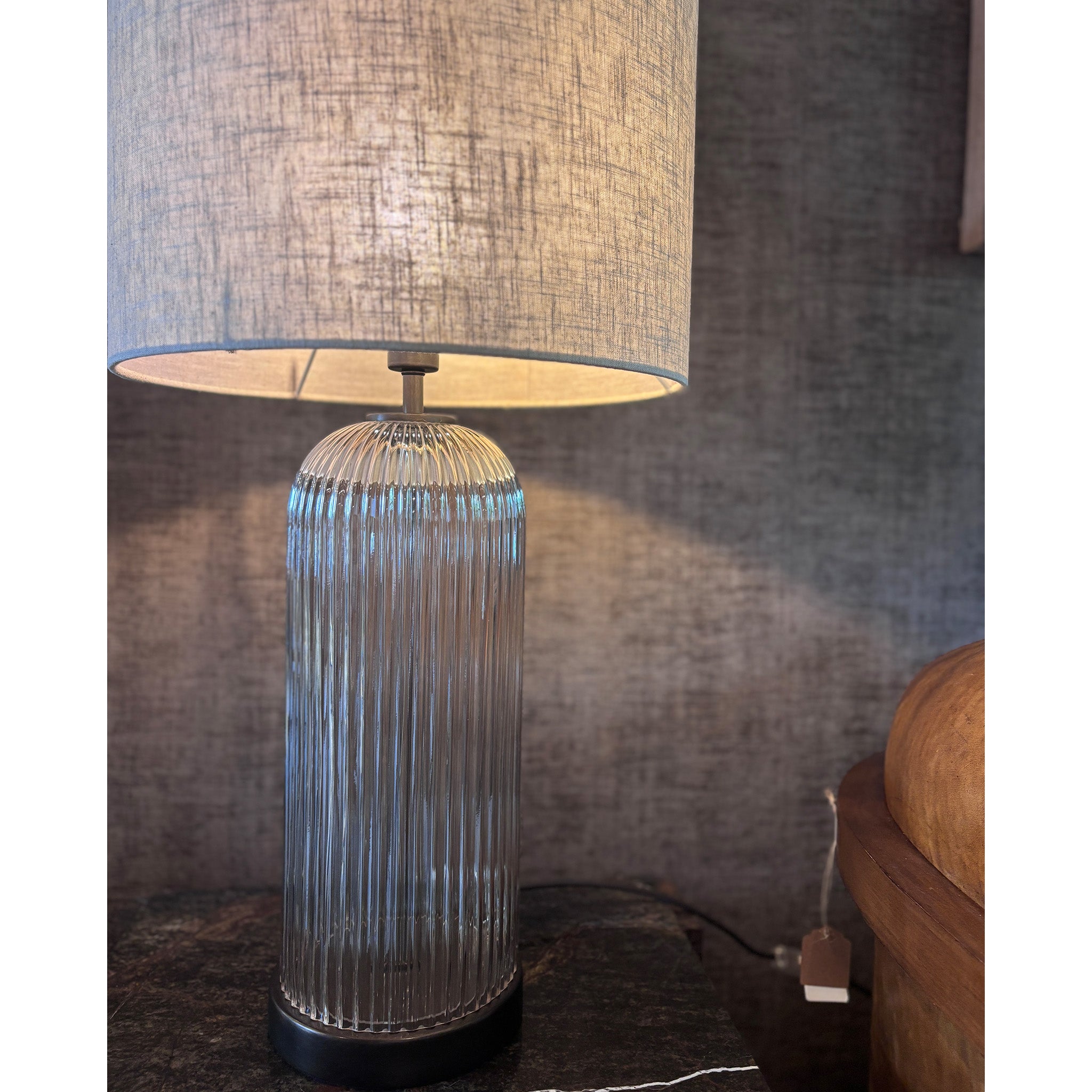 Ribbed Glass Table Lamp