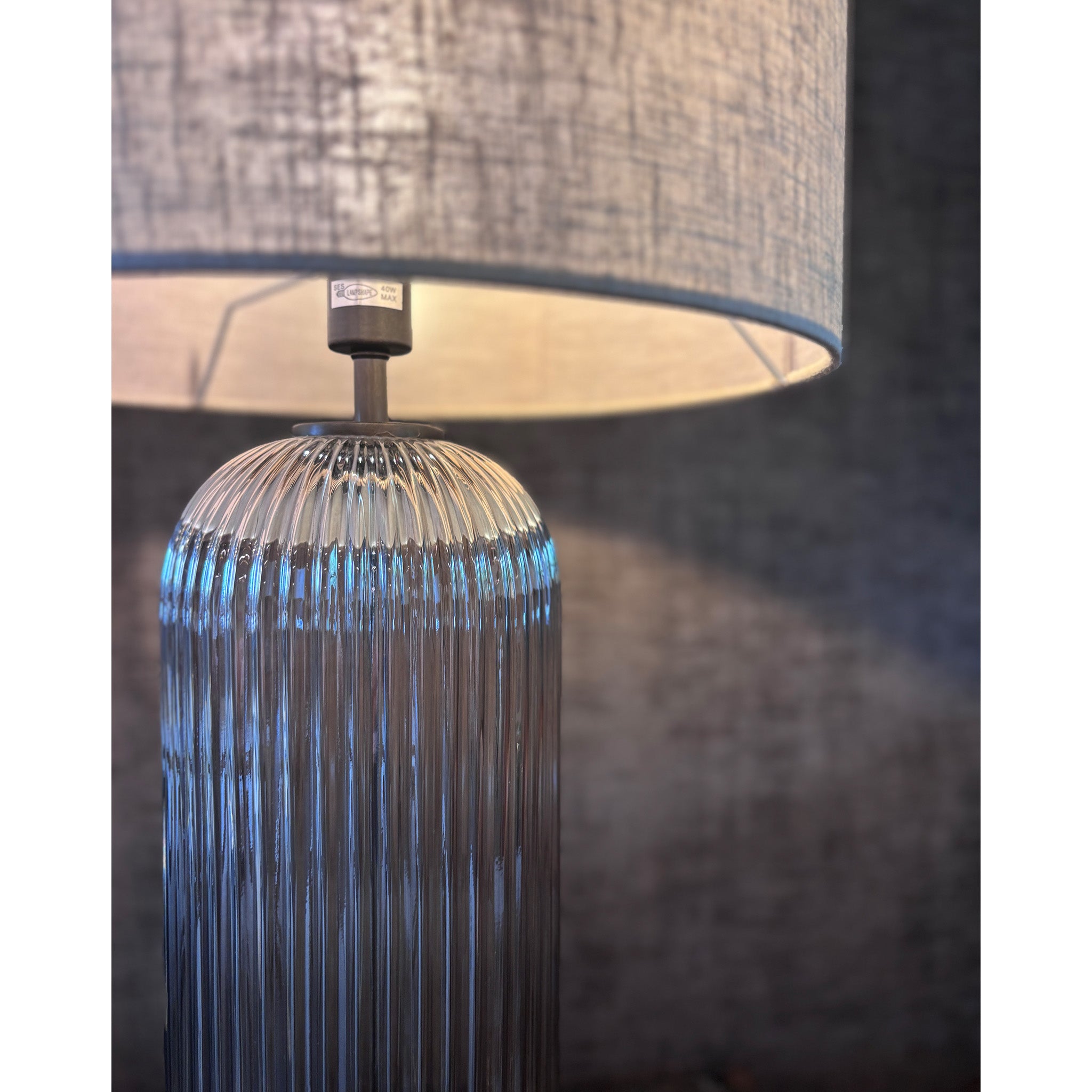 Ribbed Glass Table Lamp