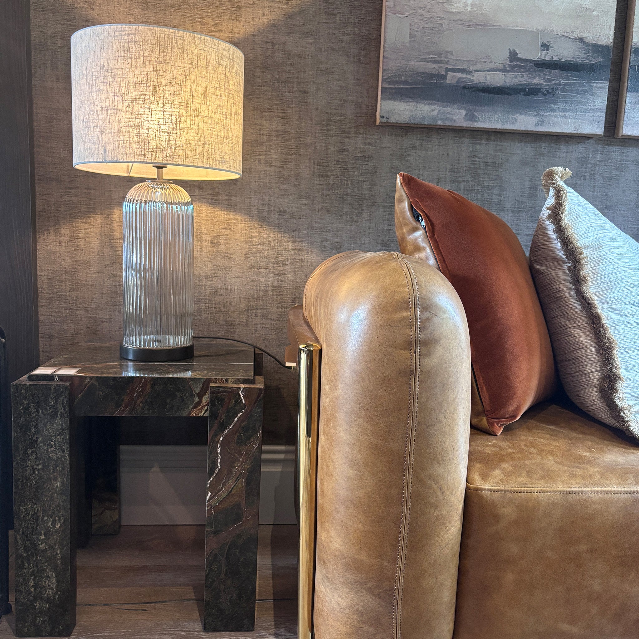 Ribbed Glass Table Lamp
