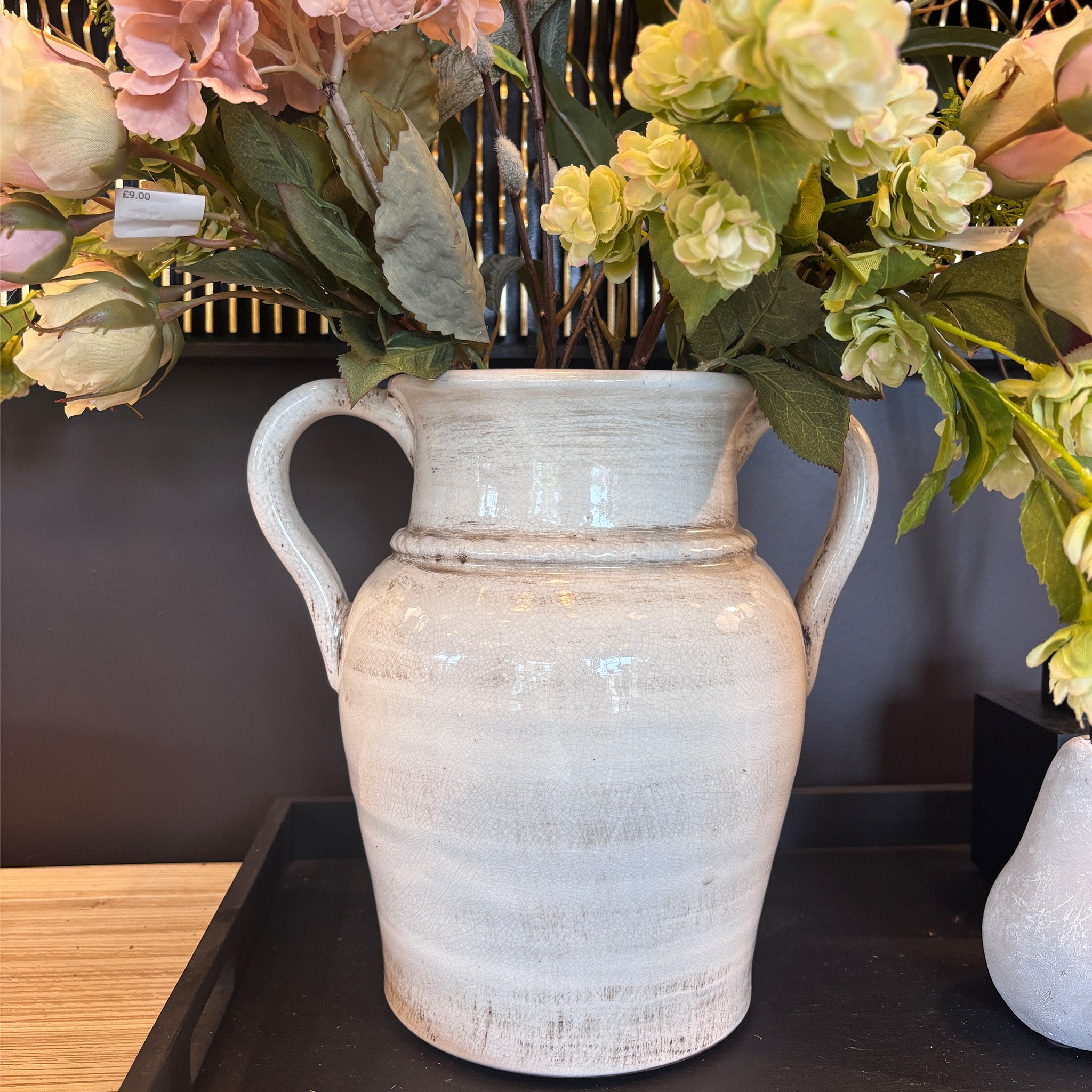 Antique-Style Dual Handle Ceramic Vase