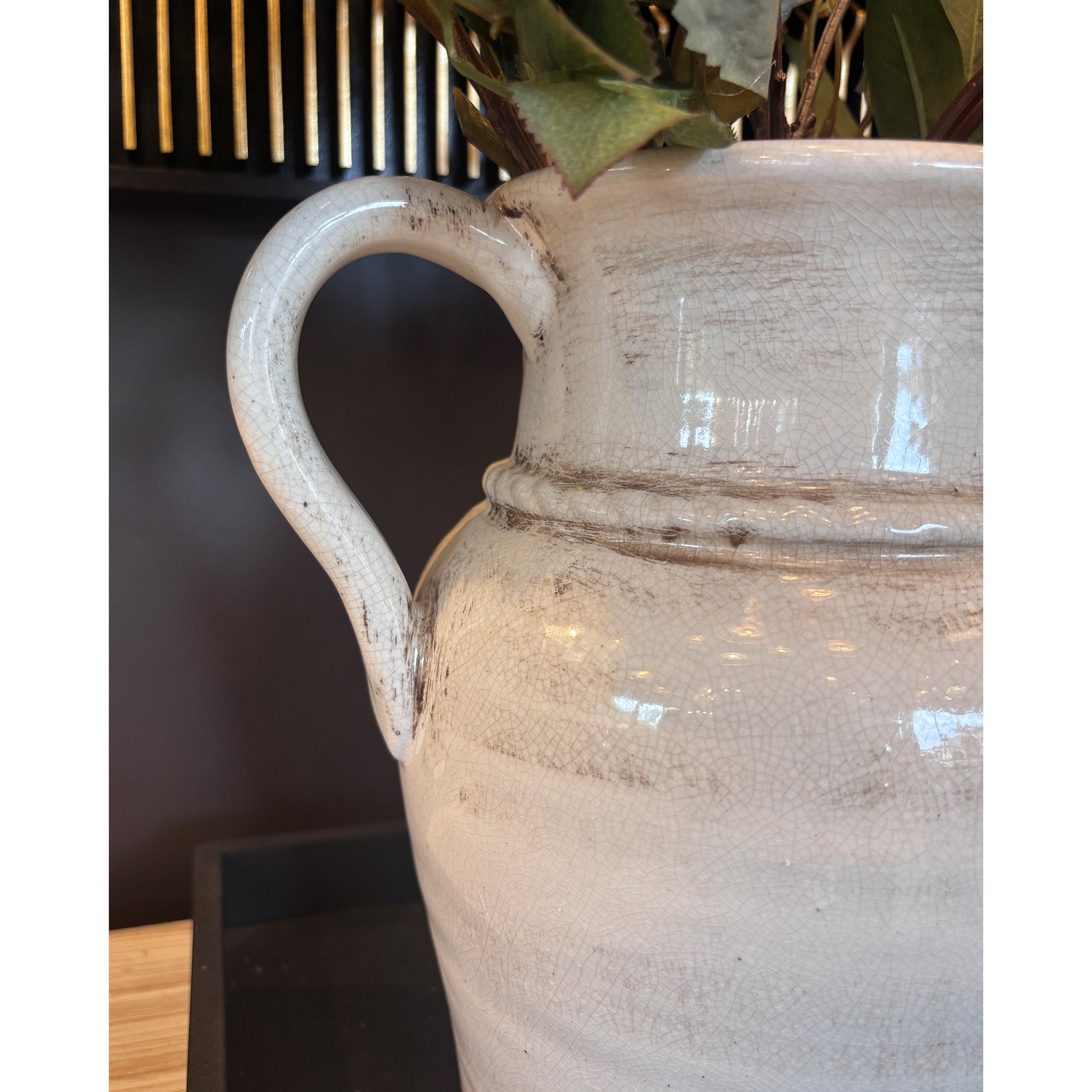Antique-Style Dual Handle Ceramic Vase
