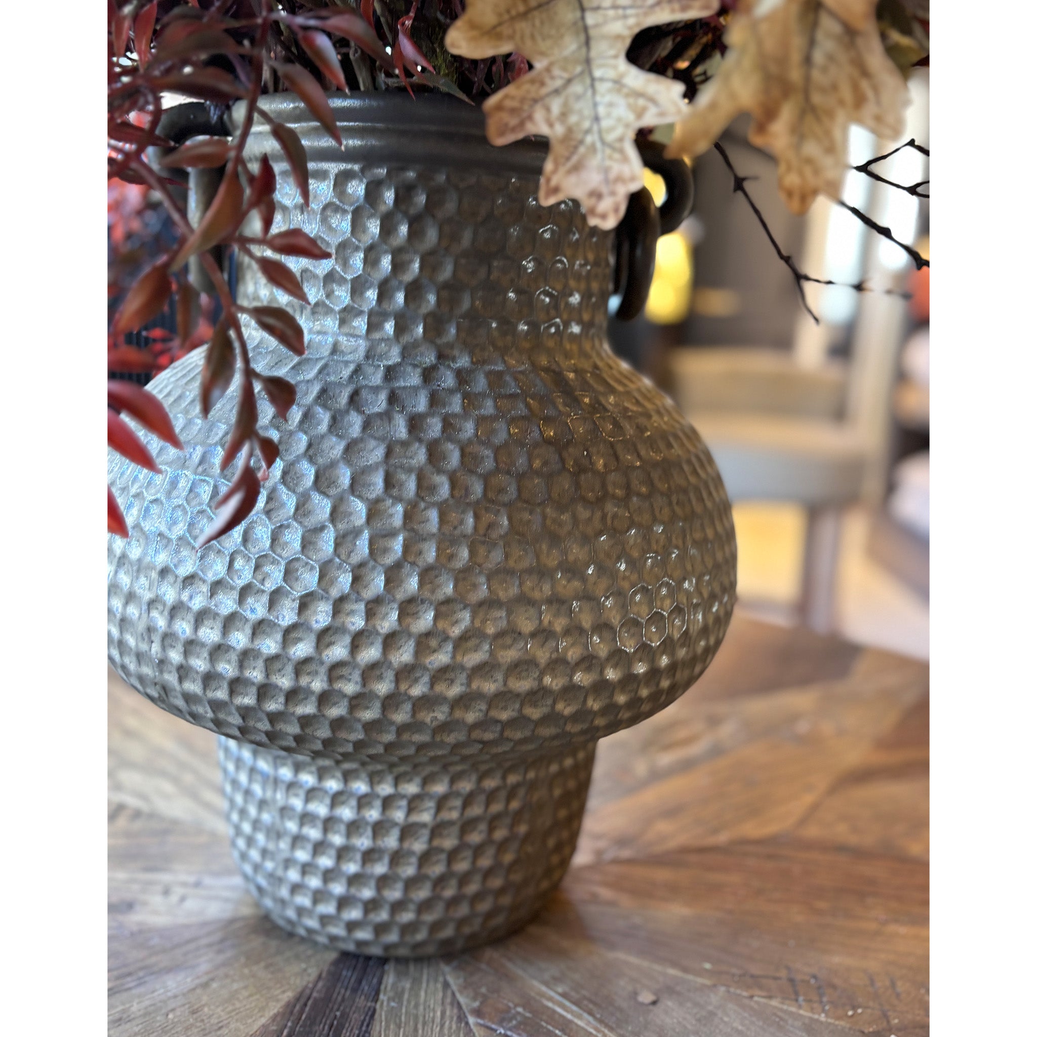 Hammered Ring Handle Vase