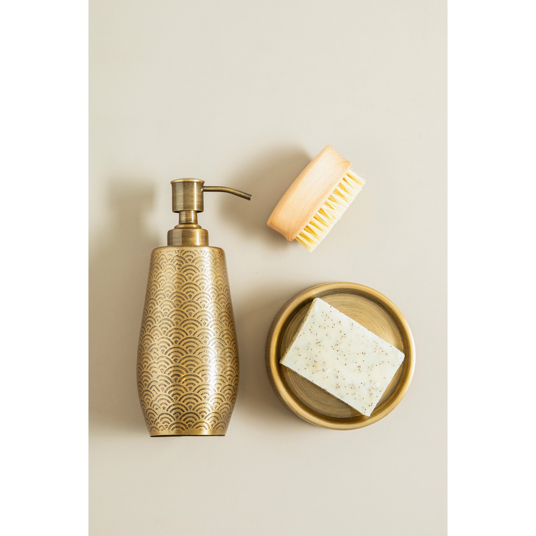 Dark Gold Scallop Etched Soap Dispenser