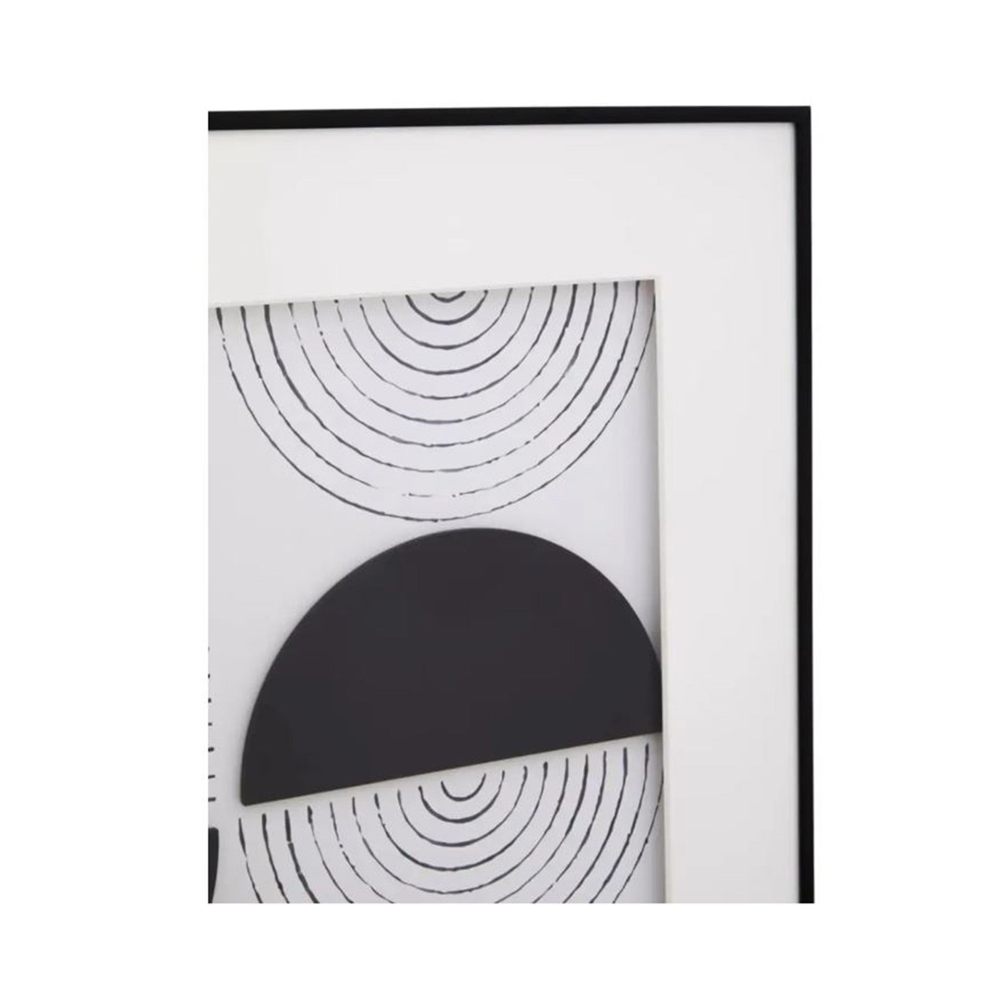 Black and White 3D Abstract Semi Circles Artwork