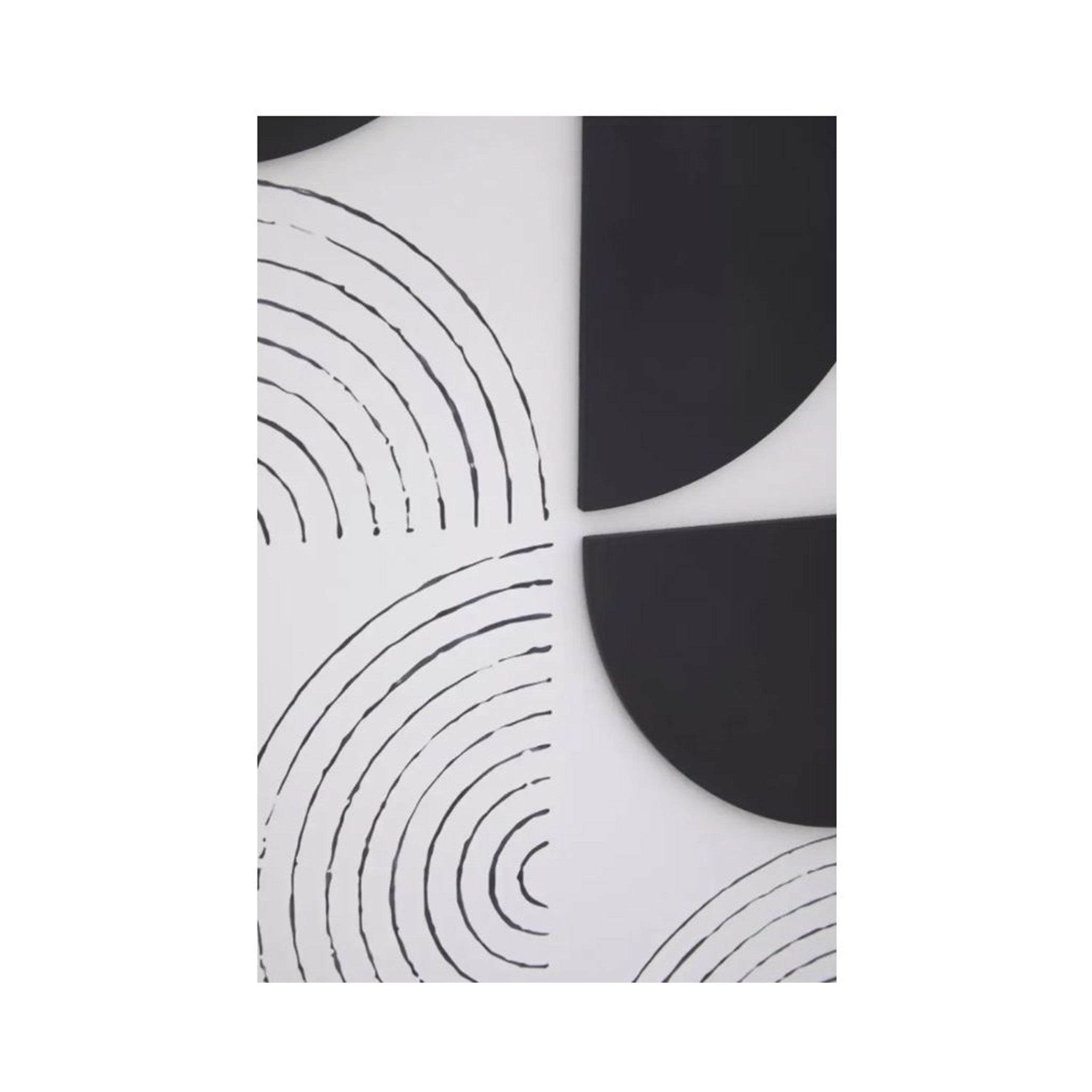 Black and White 3D Abstract Semi Circles Artwork