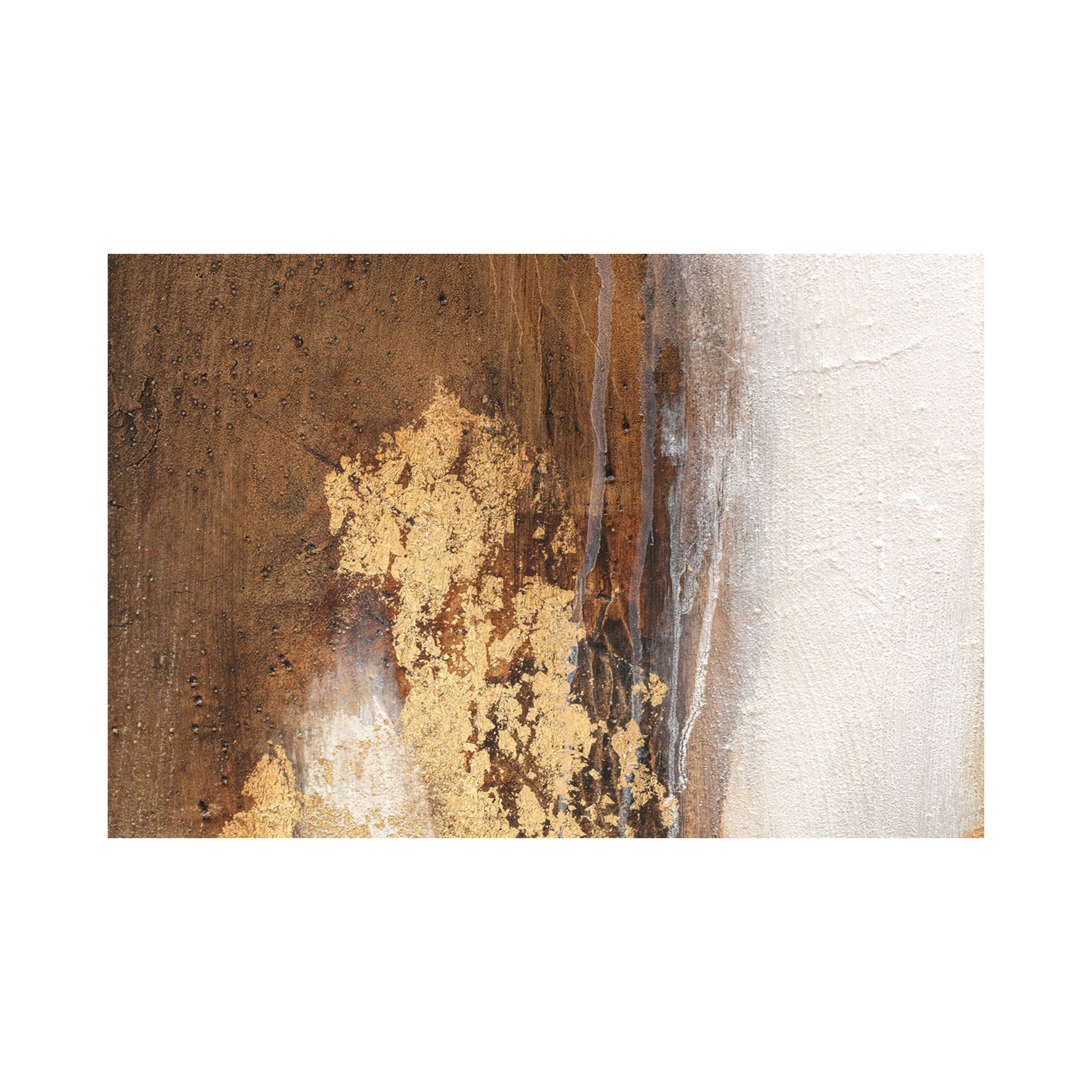 Abstract Oil on Canvas Artwork in Browns and Gold Foil