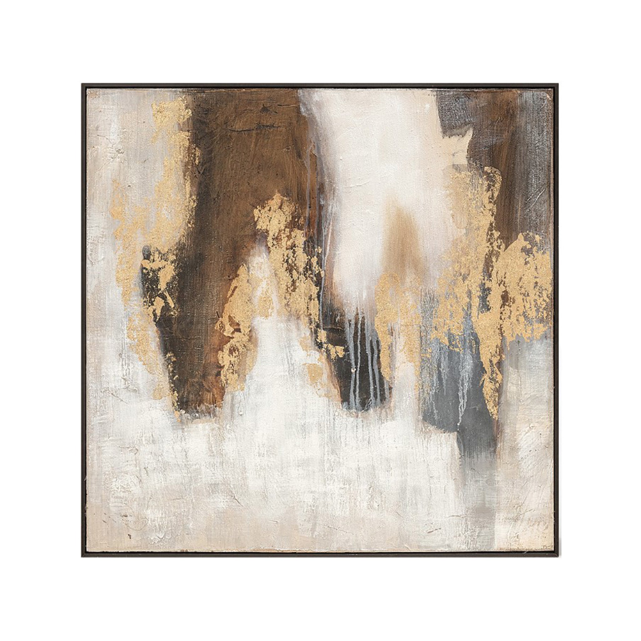 Abstract Oil on Canvas Artwork in Browns and Gold Foil
