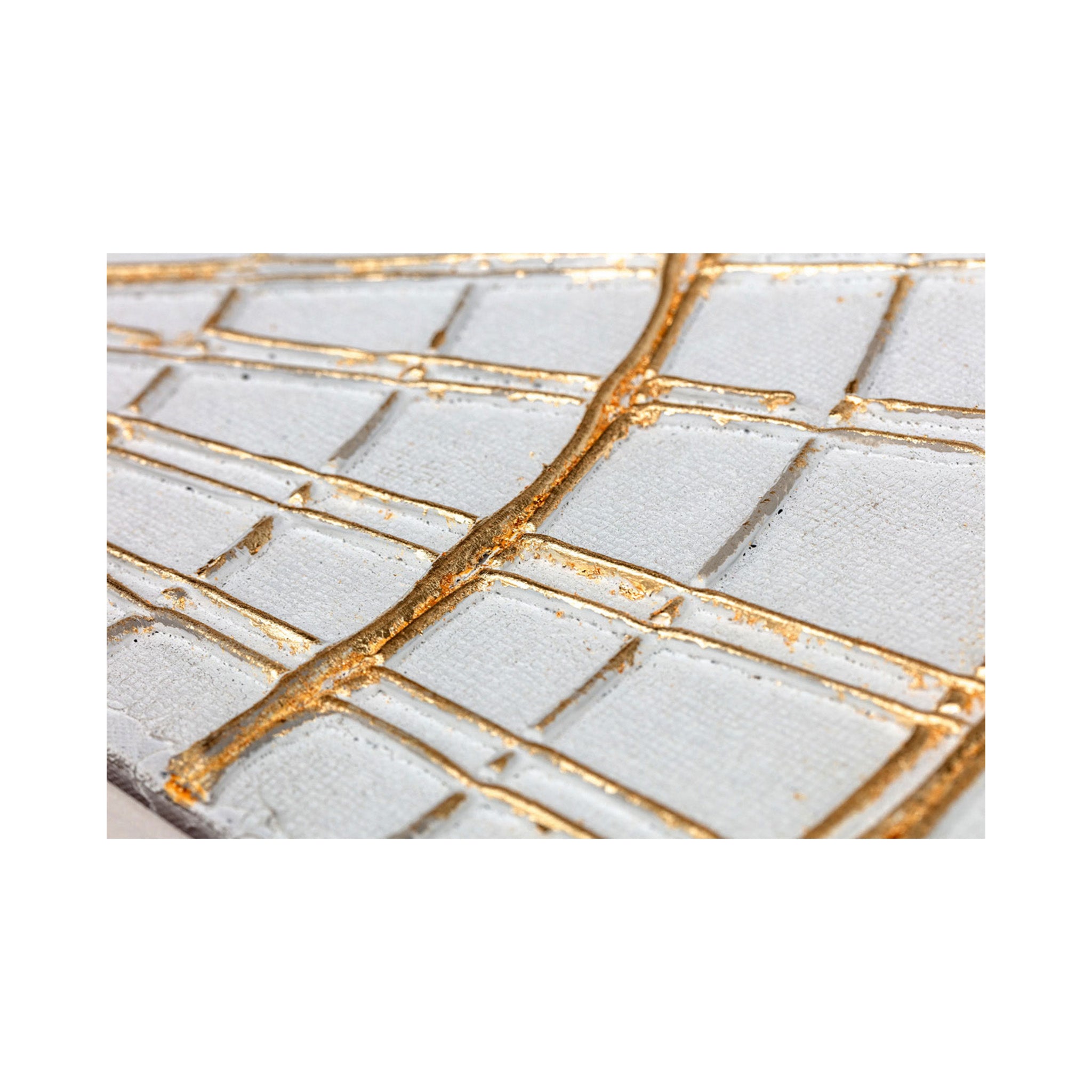 Pair of Modern Abstract Oil on Canvas in White and Gold