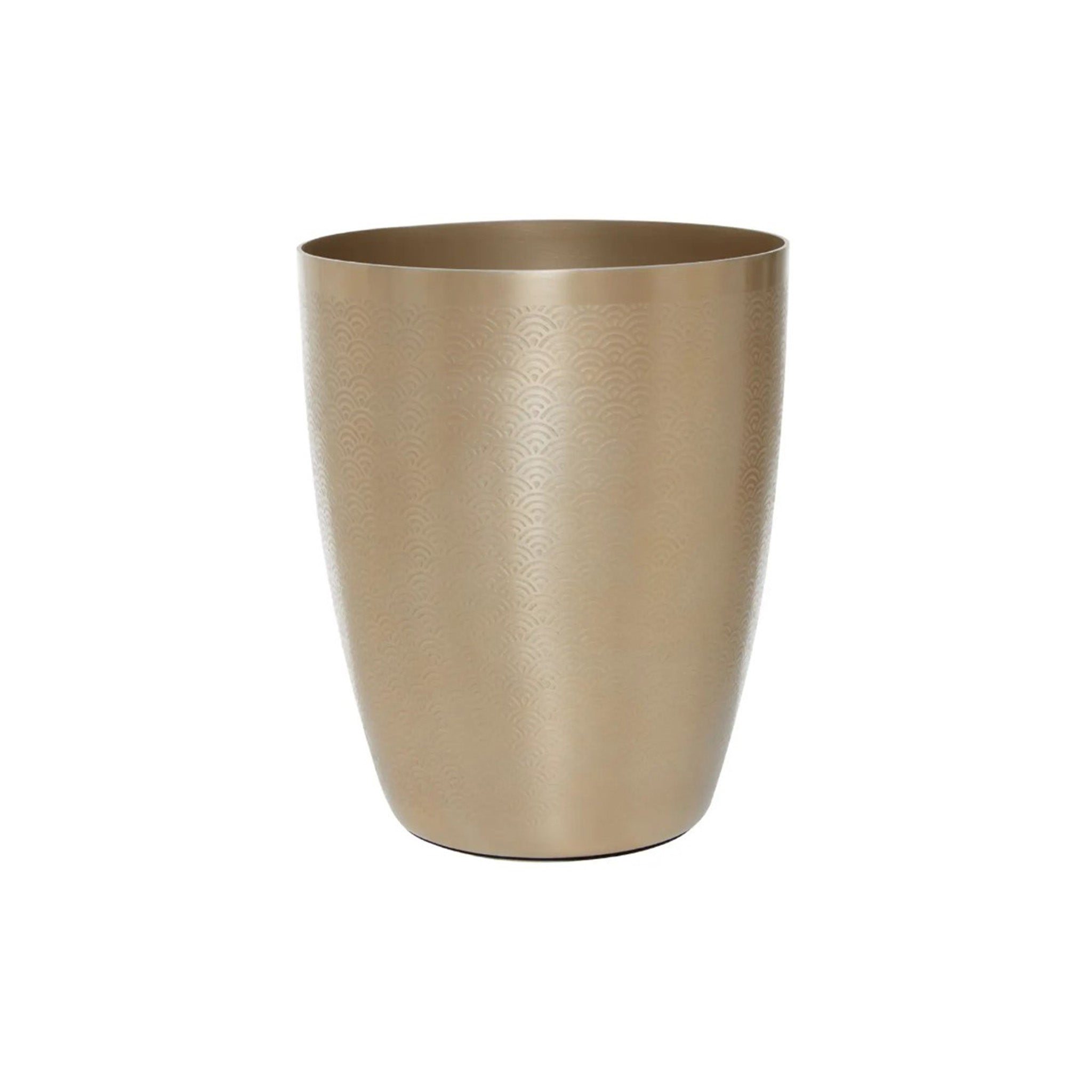 Scallop Pattern Gold Finish Waste Bin
