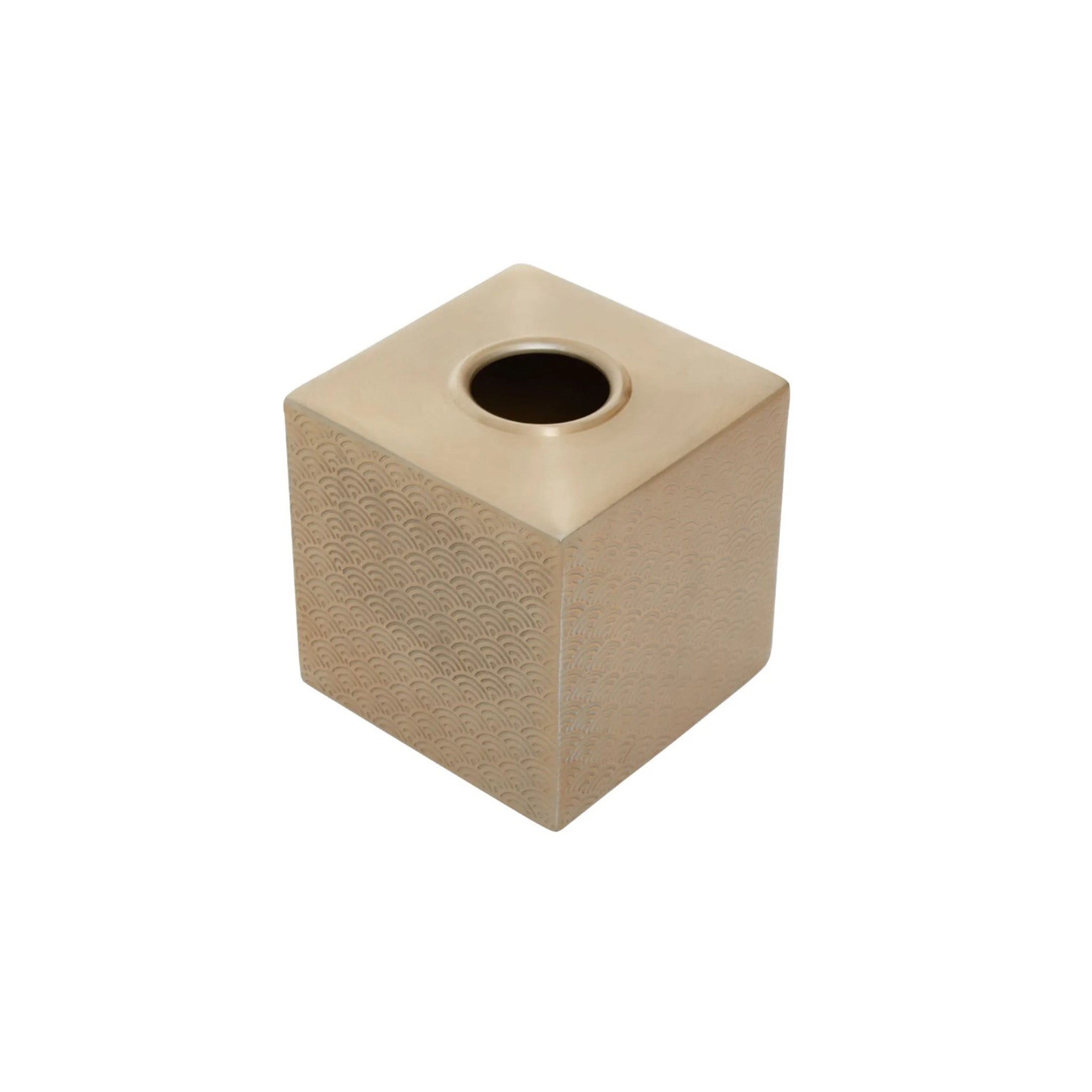 Scallop Etched Gold Finish Tissue Box