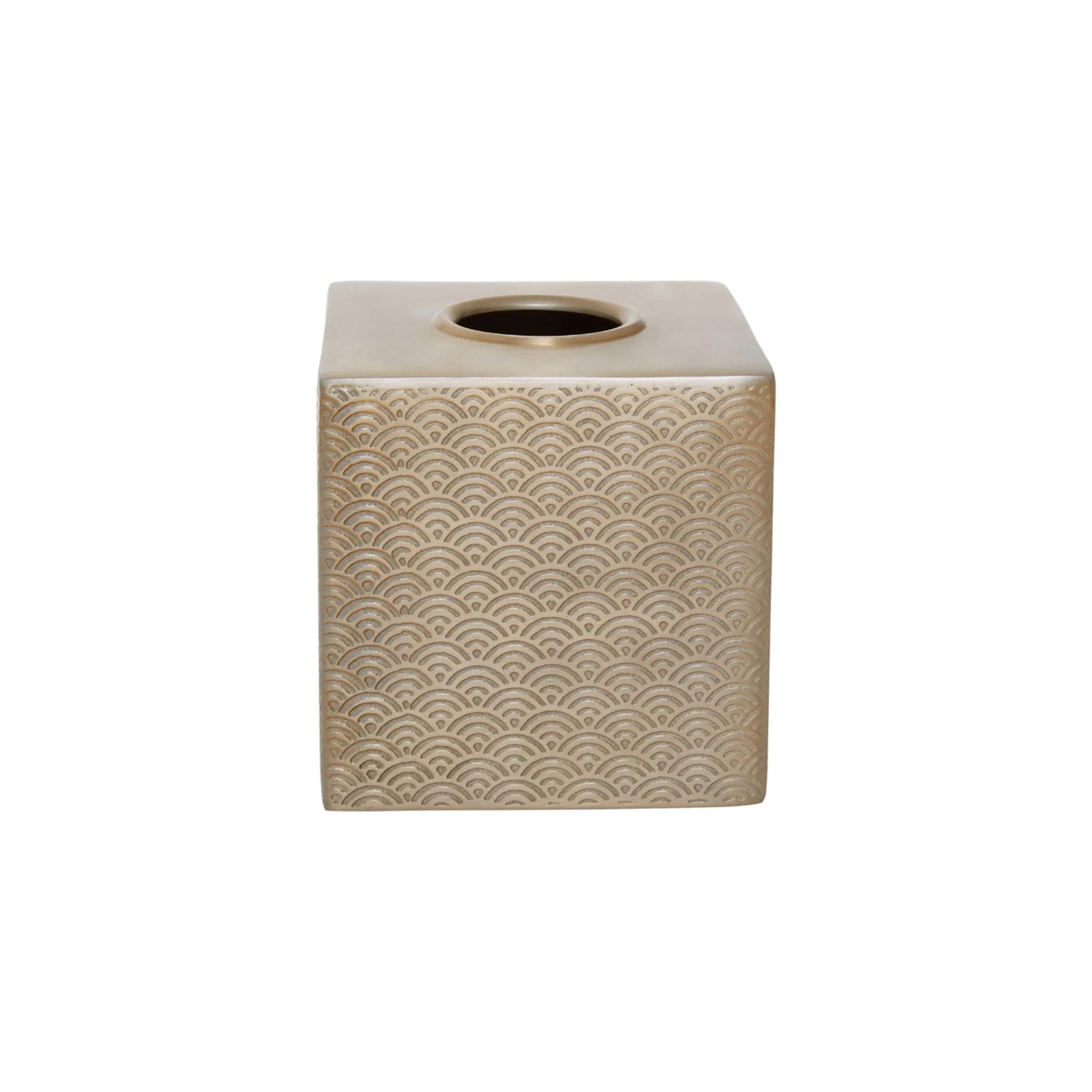 Scallop Etched Gold Finish Tissue Box