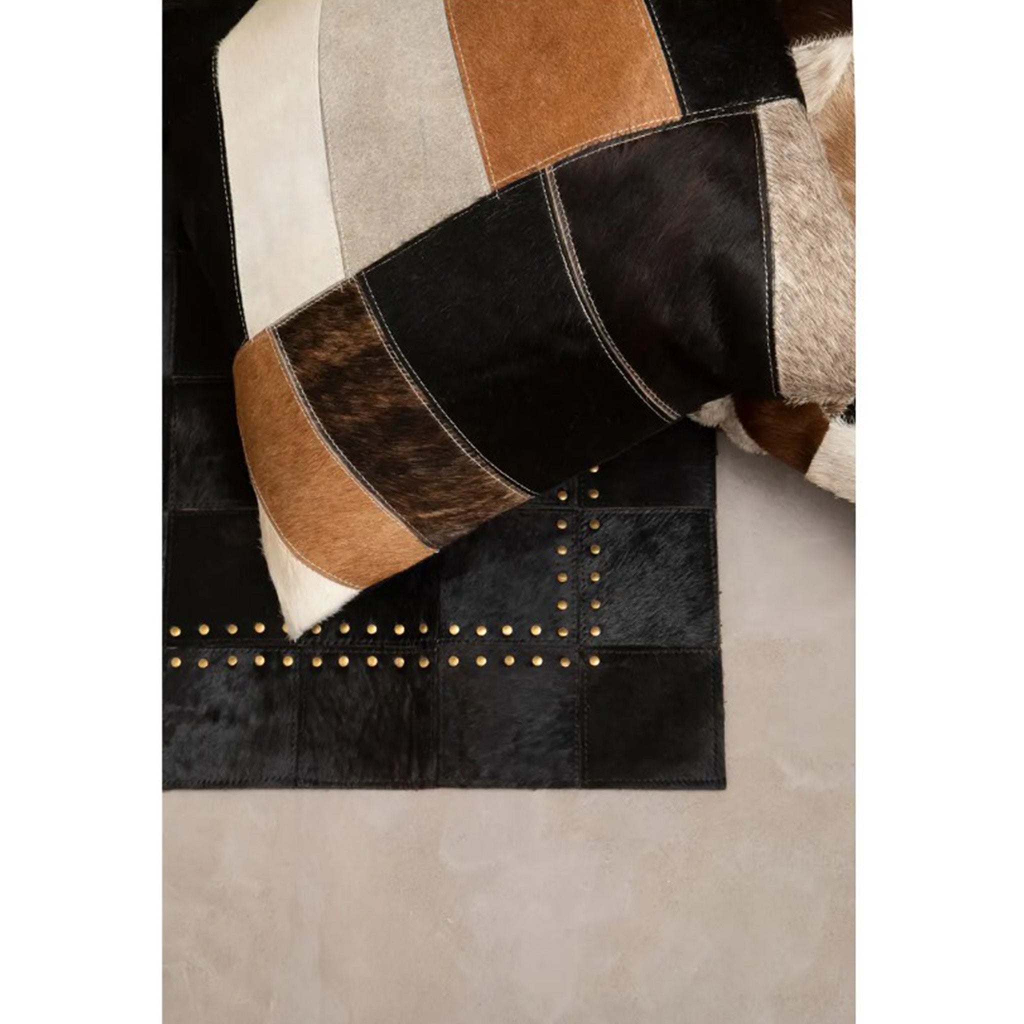 Tan Patchwork Hide Cushion